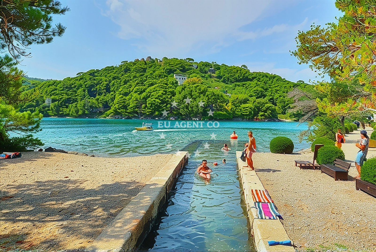 Shoreline and swimming area at Mali most, Goveđari (Mljet) Beach in Mali most