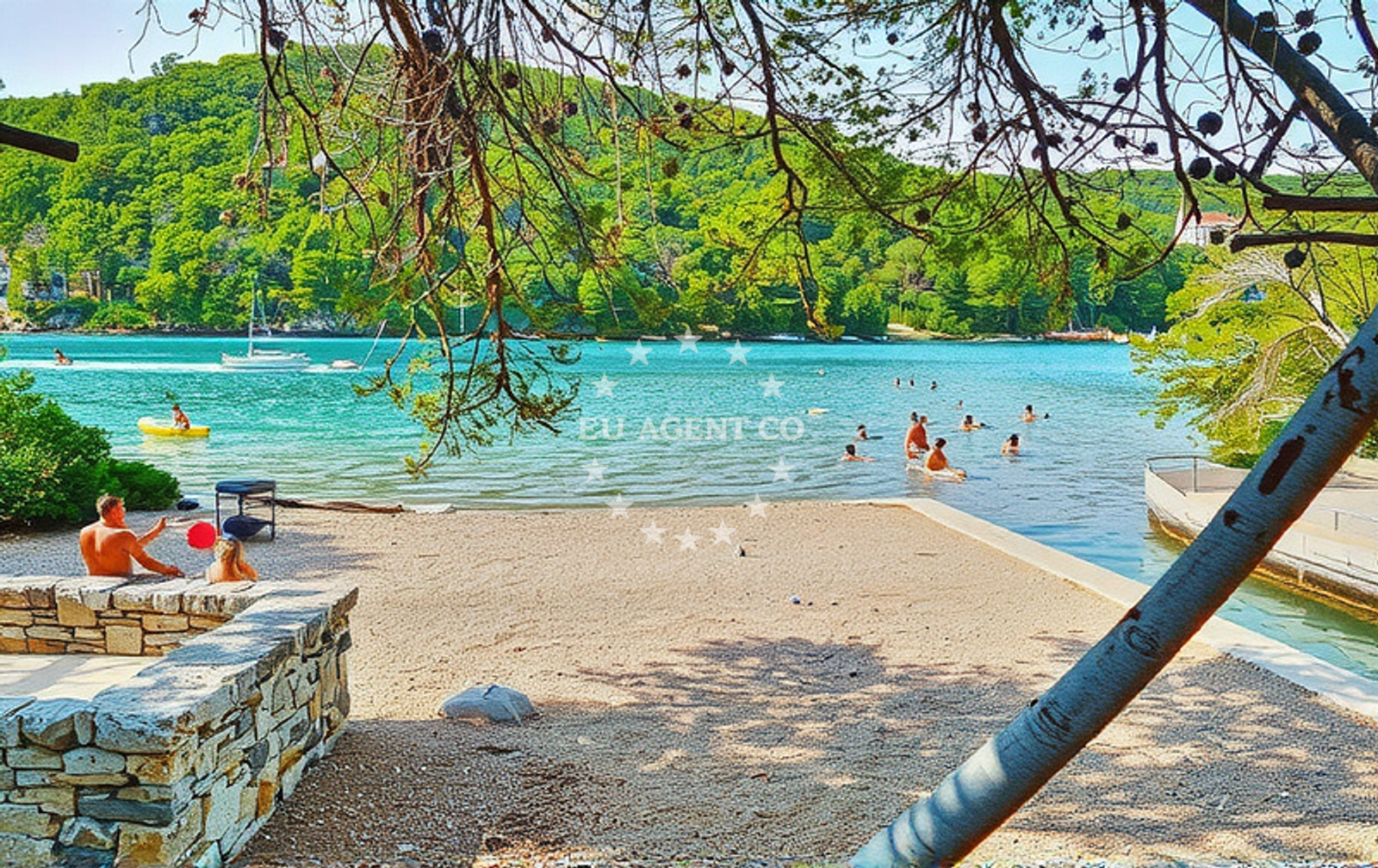 Beach facilities and surroundings at Mali most, Goveđari (Mljet) Beach in Mali most