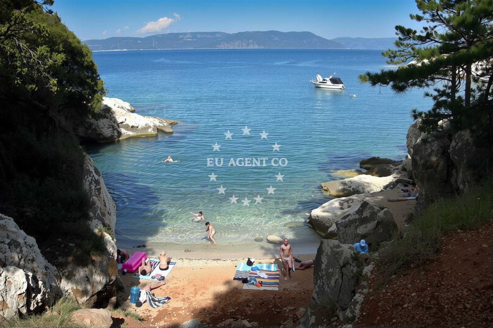 Shoreline and swimming area at Mali Portluk beach in Gondolići 20a, Labin