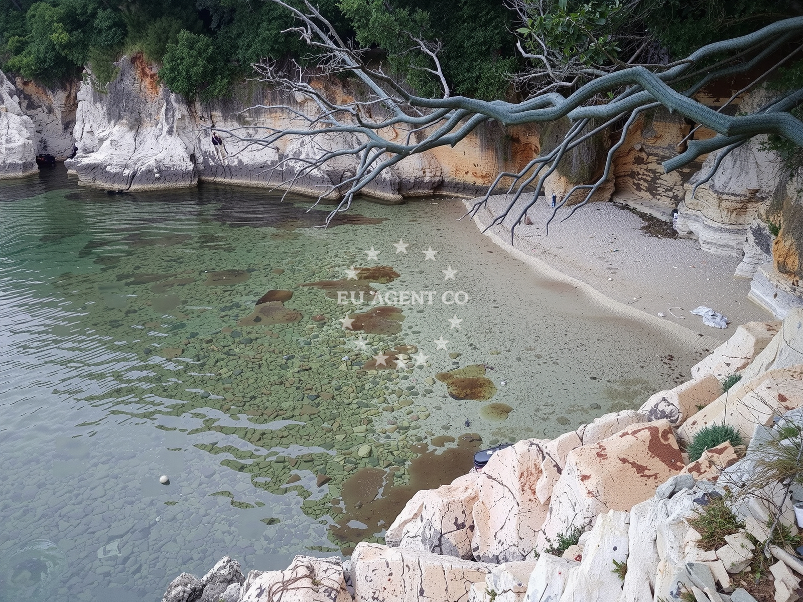 Beach facilities and surroundings at Mali Portluk beach in Gondolići 20a, Labin