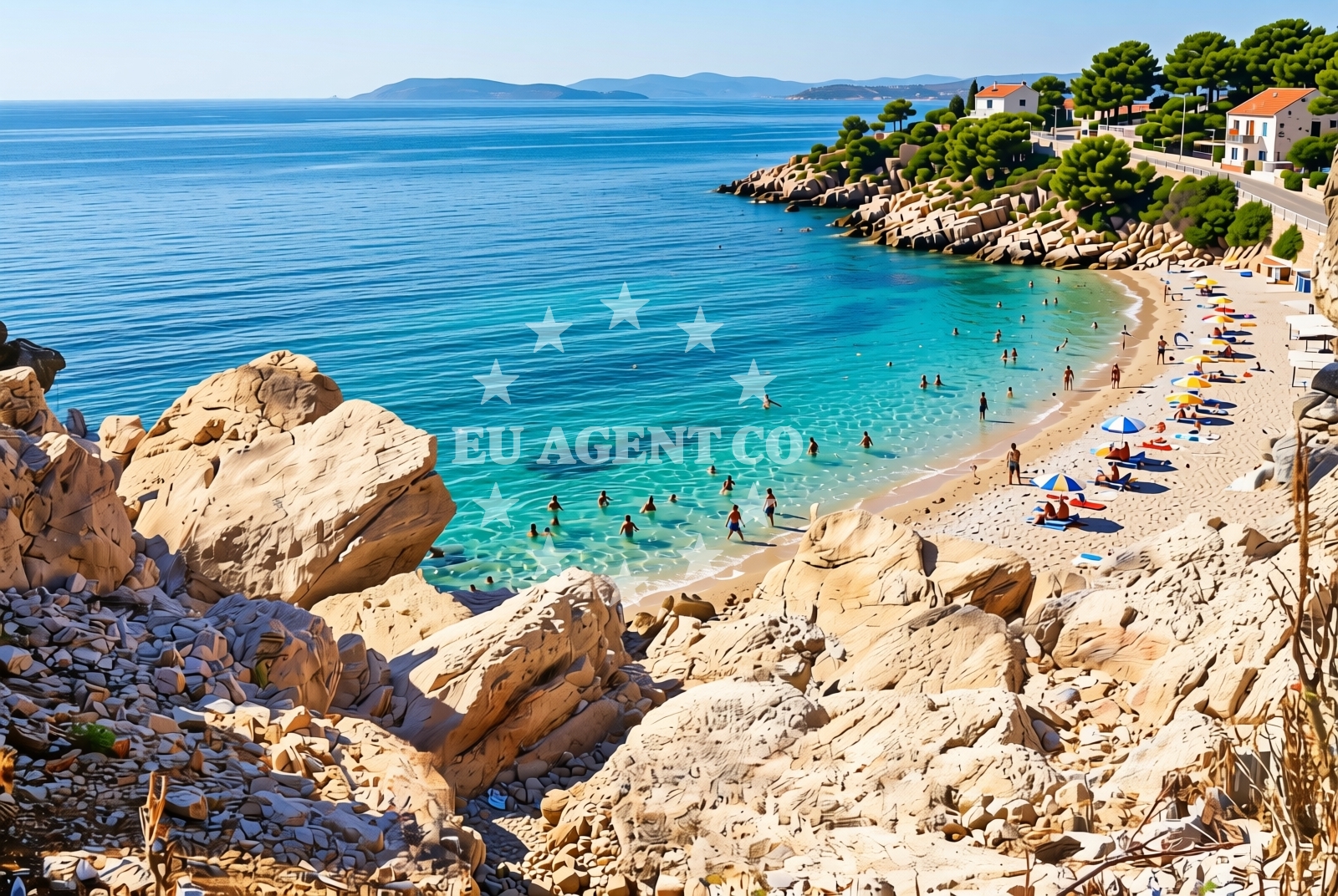 Sea and coastal view of Mali raj, Baška (Krk) Beach in Mali raj