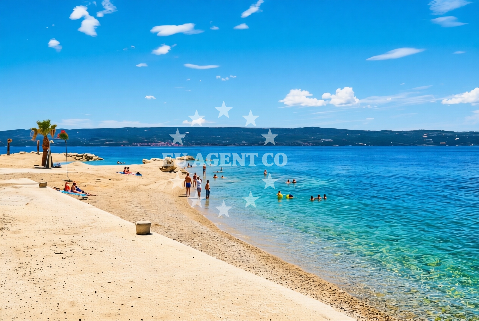 Sea and coastal view of Mali rat istok, Dugi Rat Beach in Mali rat istok
