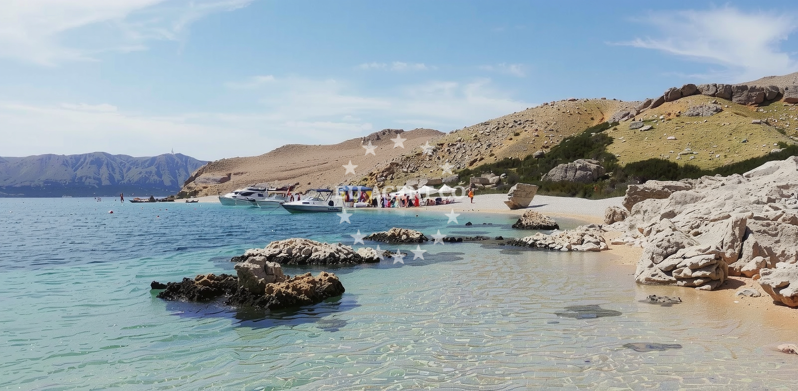 Sea and coastal view of Malin beach in Dubrovačka ul. 22, Pag