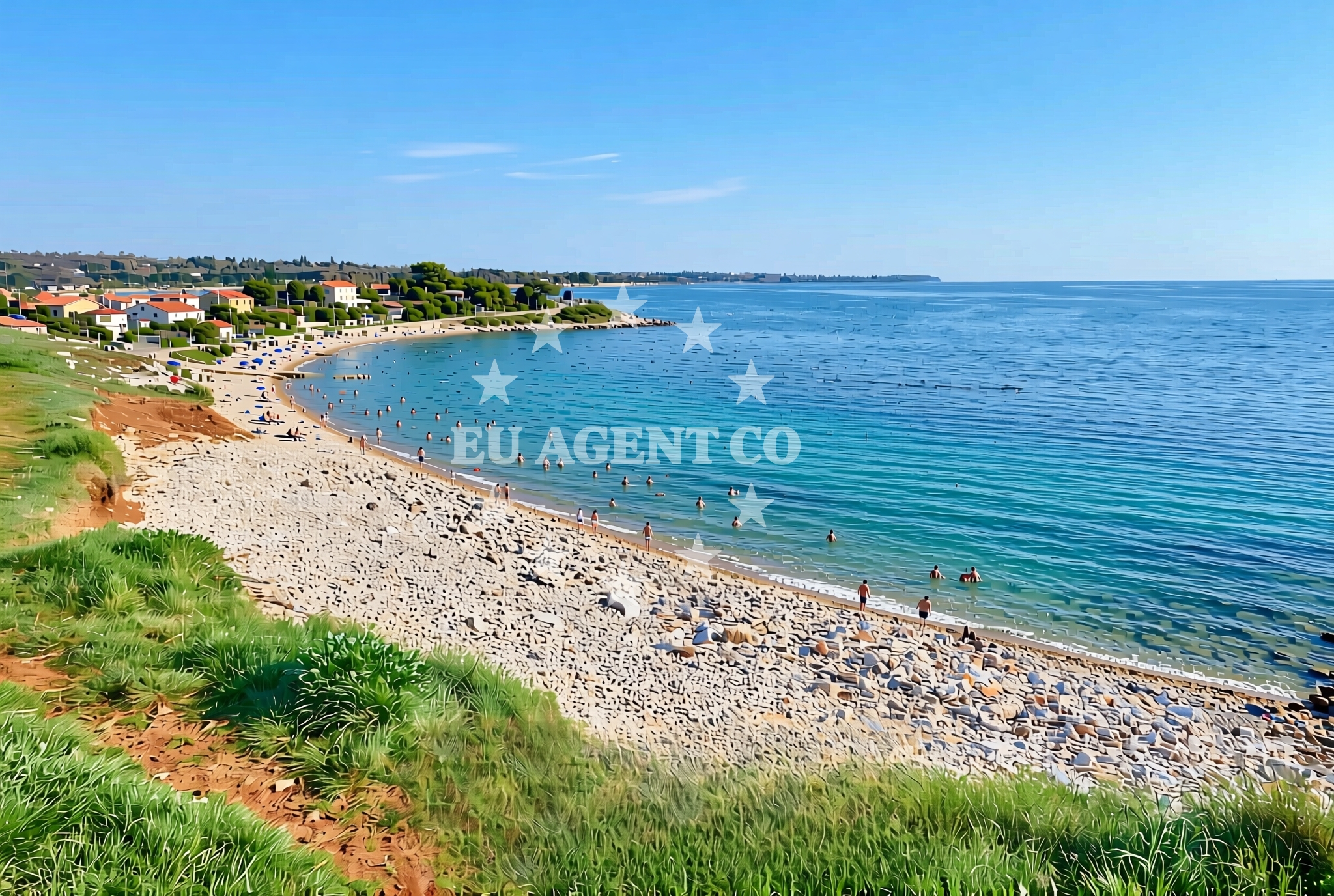 Shoreline and swimming area at Malin (dog beach), Lovrečica Beach in Malin (plaža za pse)
