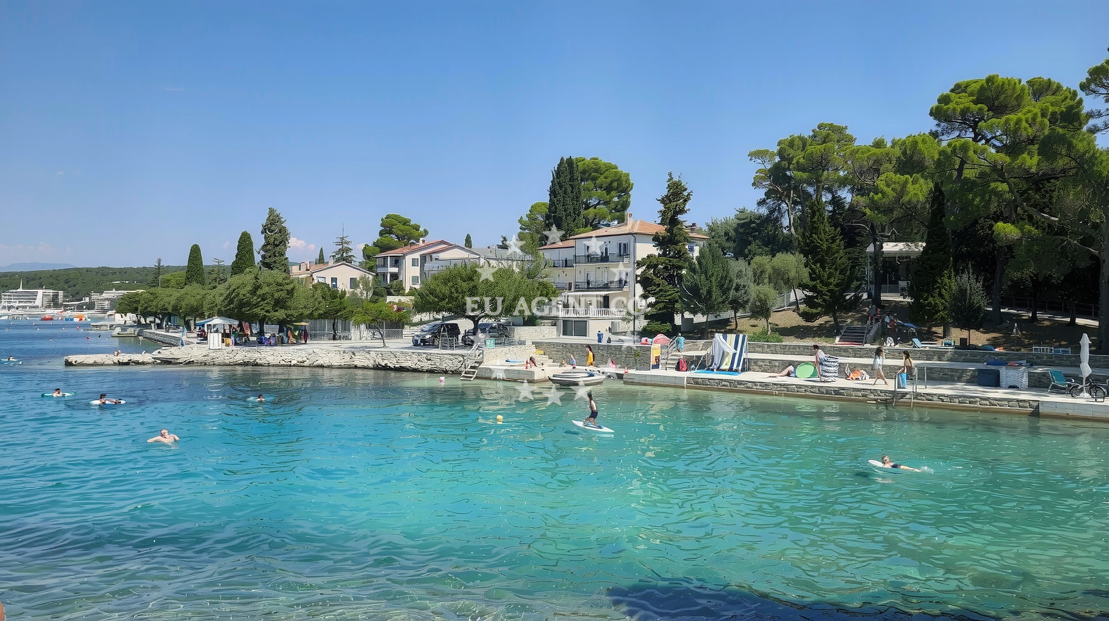 Beach facilities and surroundings at Malinska beach in Obala 51, Malinska