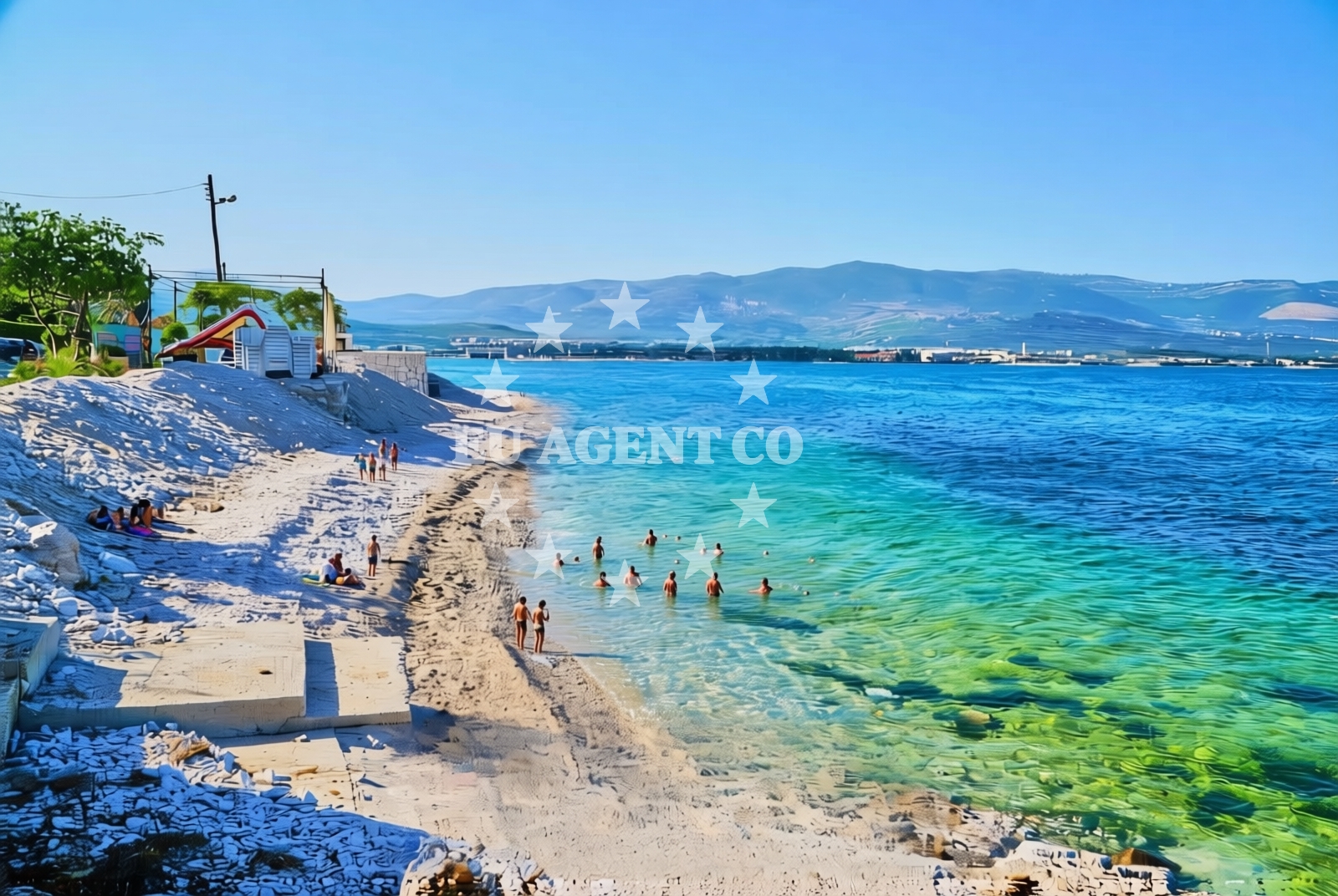 Beach facilities and surroundings at Malo more, Arbanija (Čiovo) Beach in Malo more