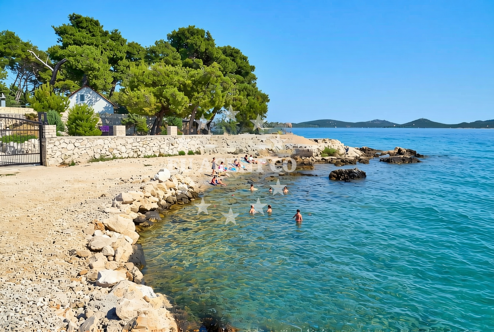 Sea and coastal view of Malo Tatinje, Betina (Murter) Beach in Malo Tatinje