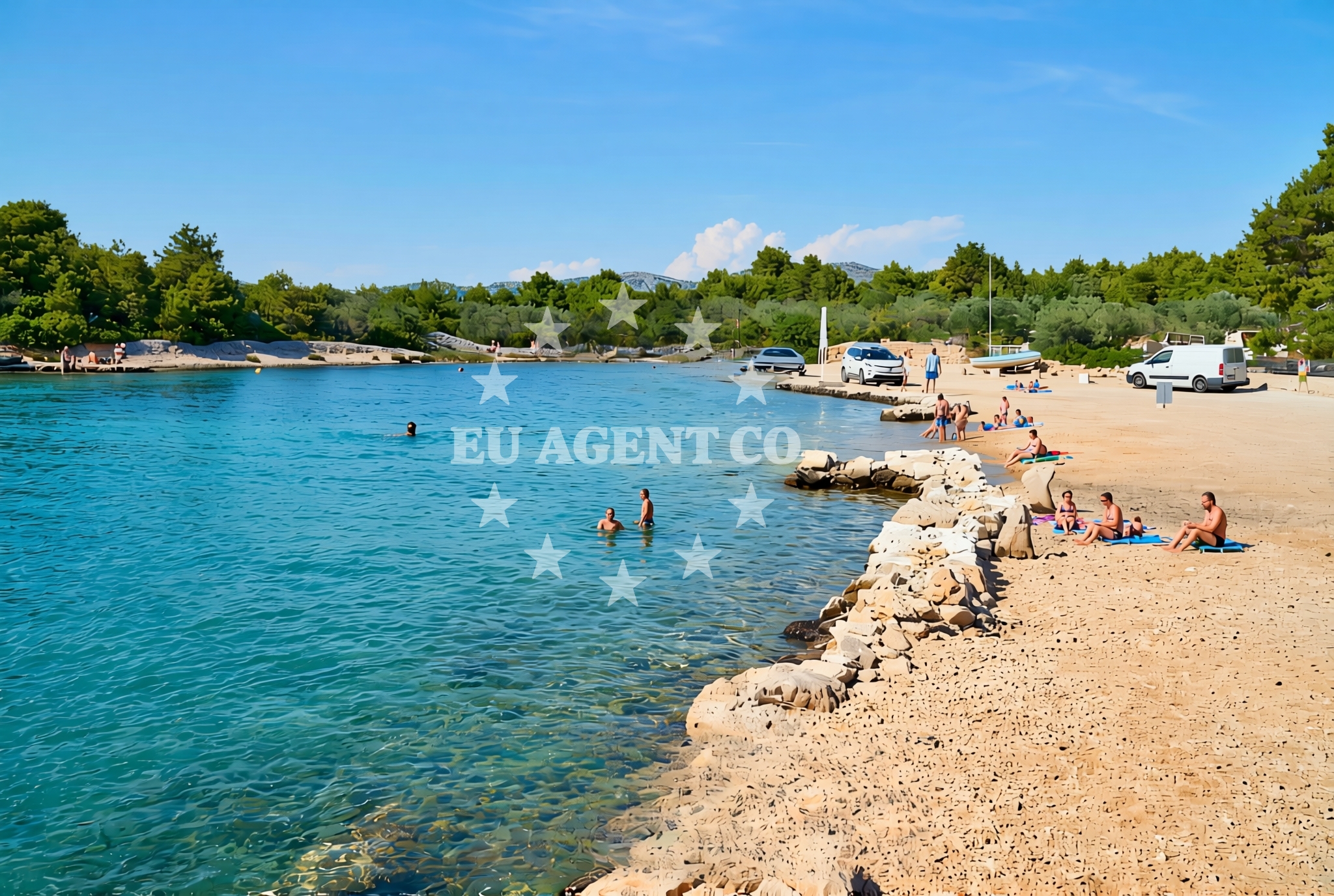 Beach facilities and surroundings at Malo Tatinje, Betina (Murter) Beach in Malo Tatinje