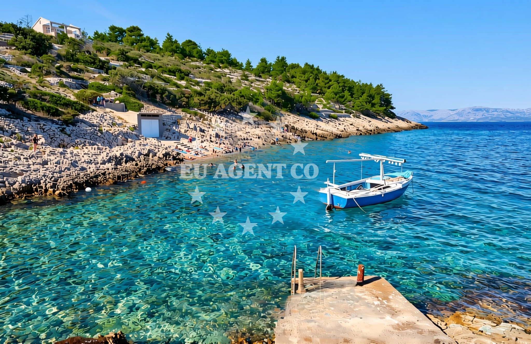 Shoreline and swimming area at Malo Zanavlje, Vela Luka (Korčula) Beach in Malo Zanavlje