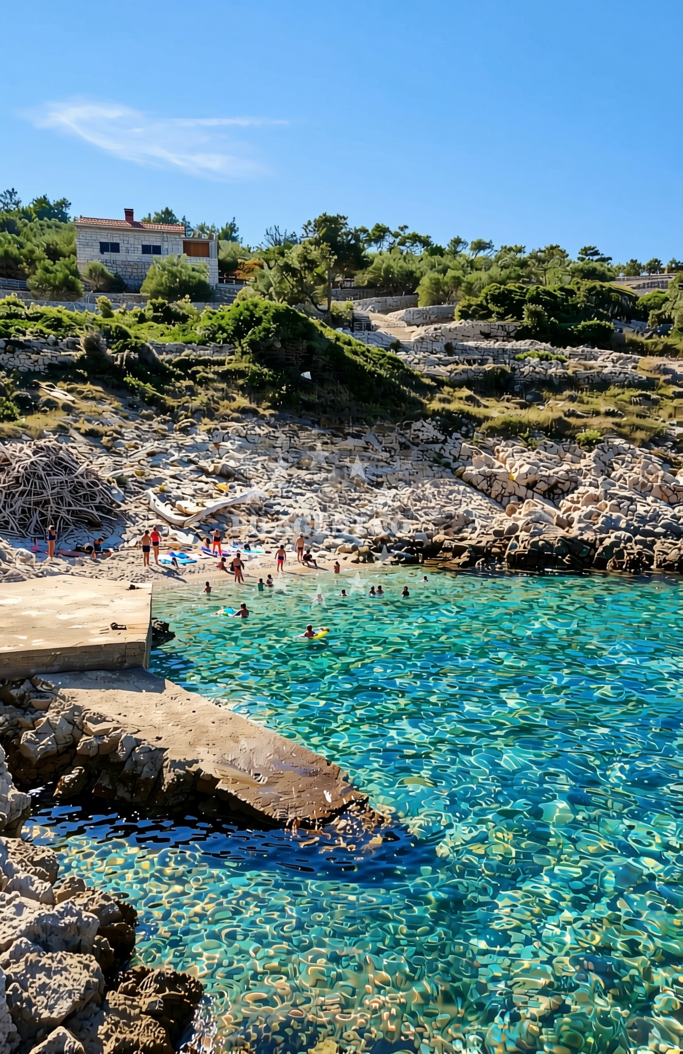 Sea and coastal view of Malo Zanavlje, Vela Luka (Korčula) Beach in Malo Zanavlje