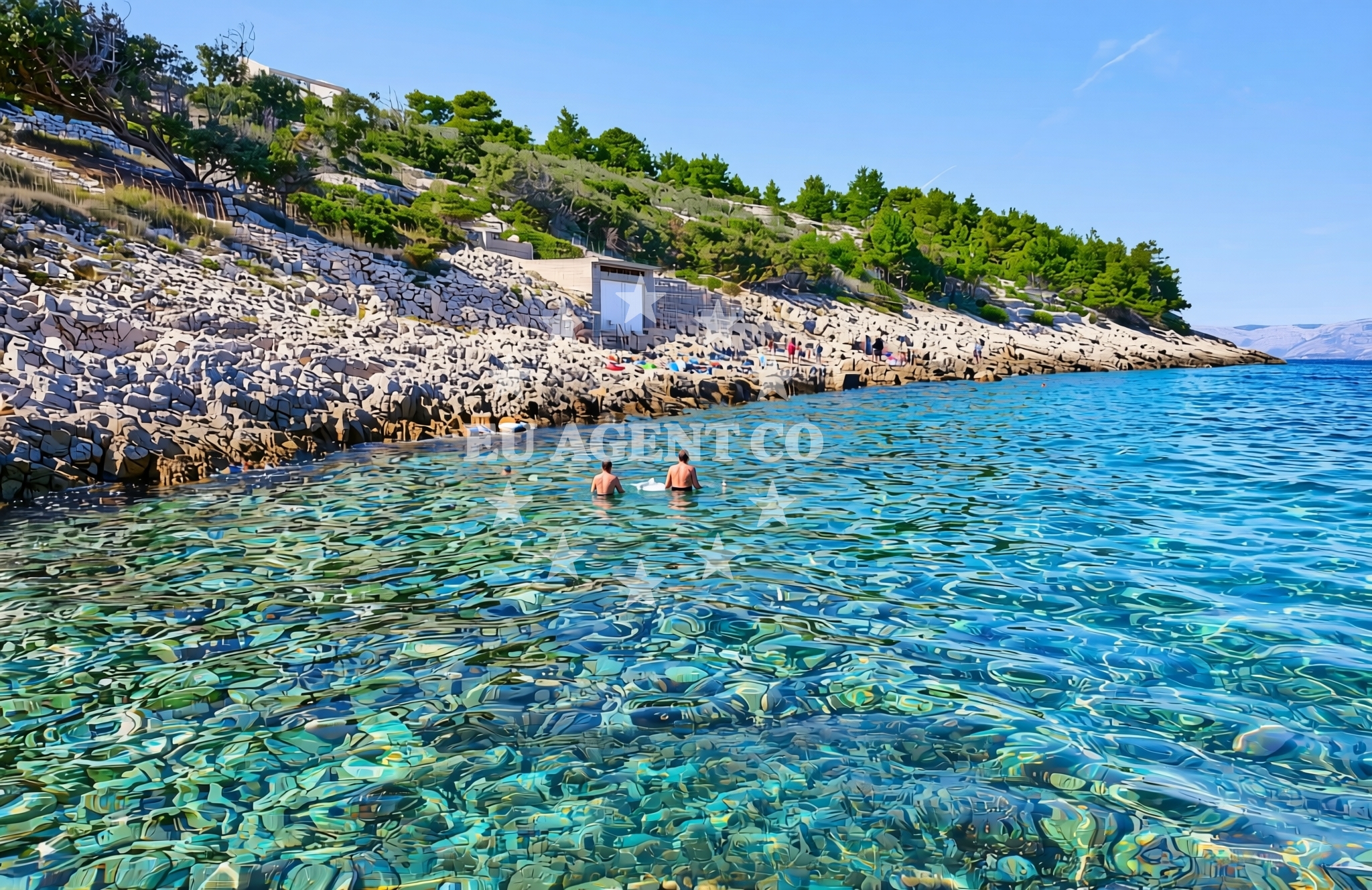 Beach facilities and surroundings at Malo Zanavlje, Vela Luka (Korčula) Beach in Malo Zanavlje