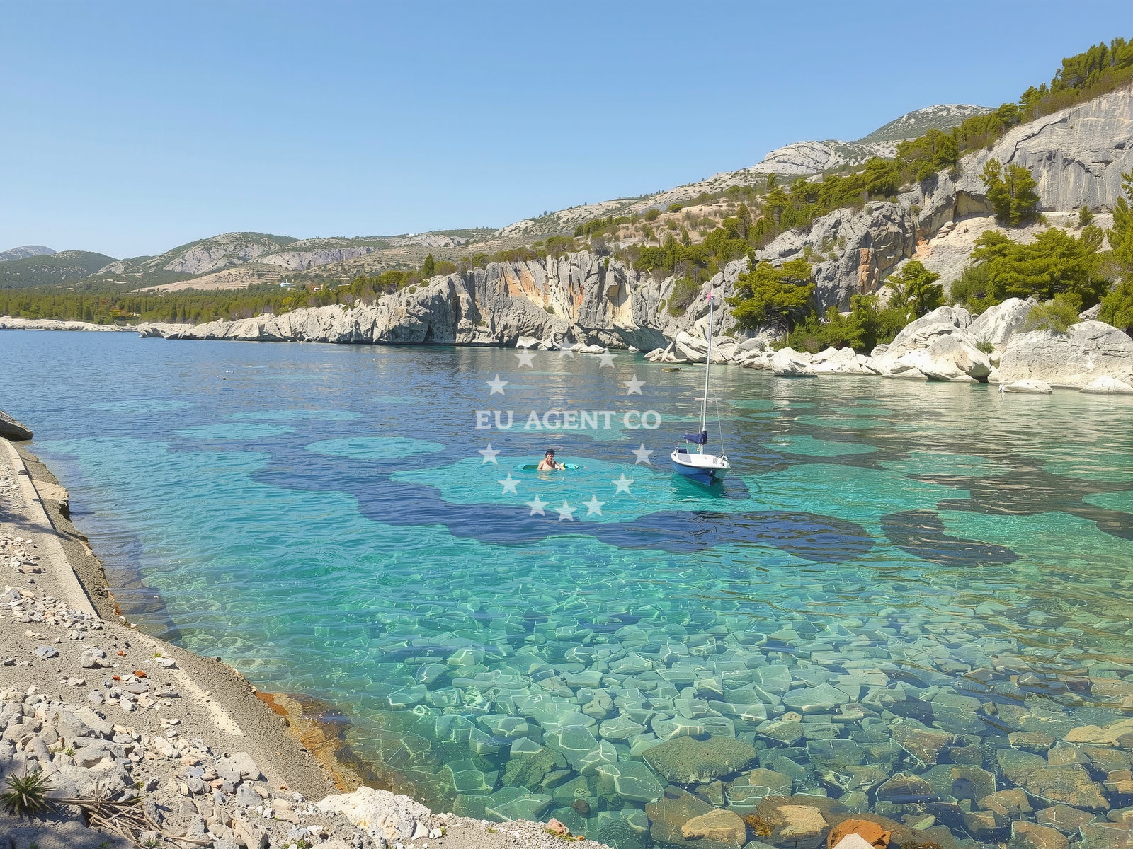 Sea and coastal view of Malo Zarace beach in , Zarače