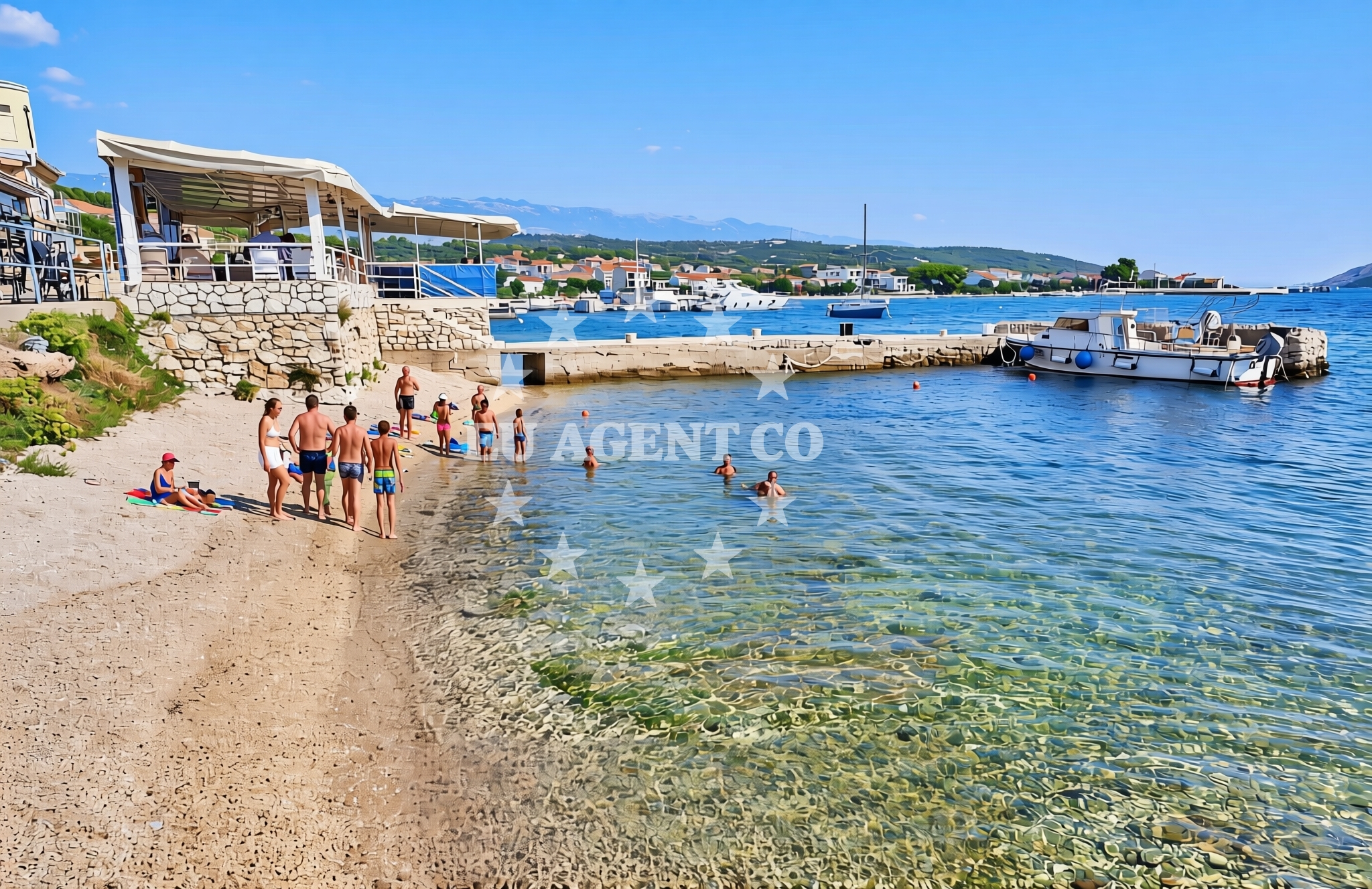 Beach facilities and surroundings at Mama, Barbat na Rabu (Rab) Beach in Mama