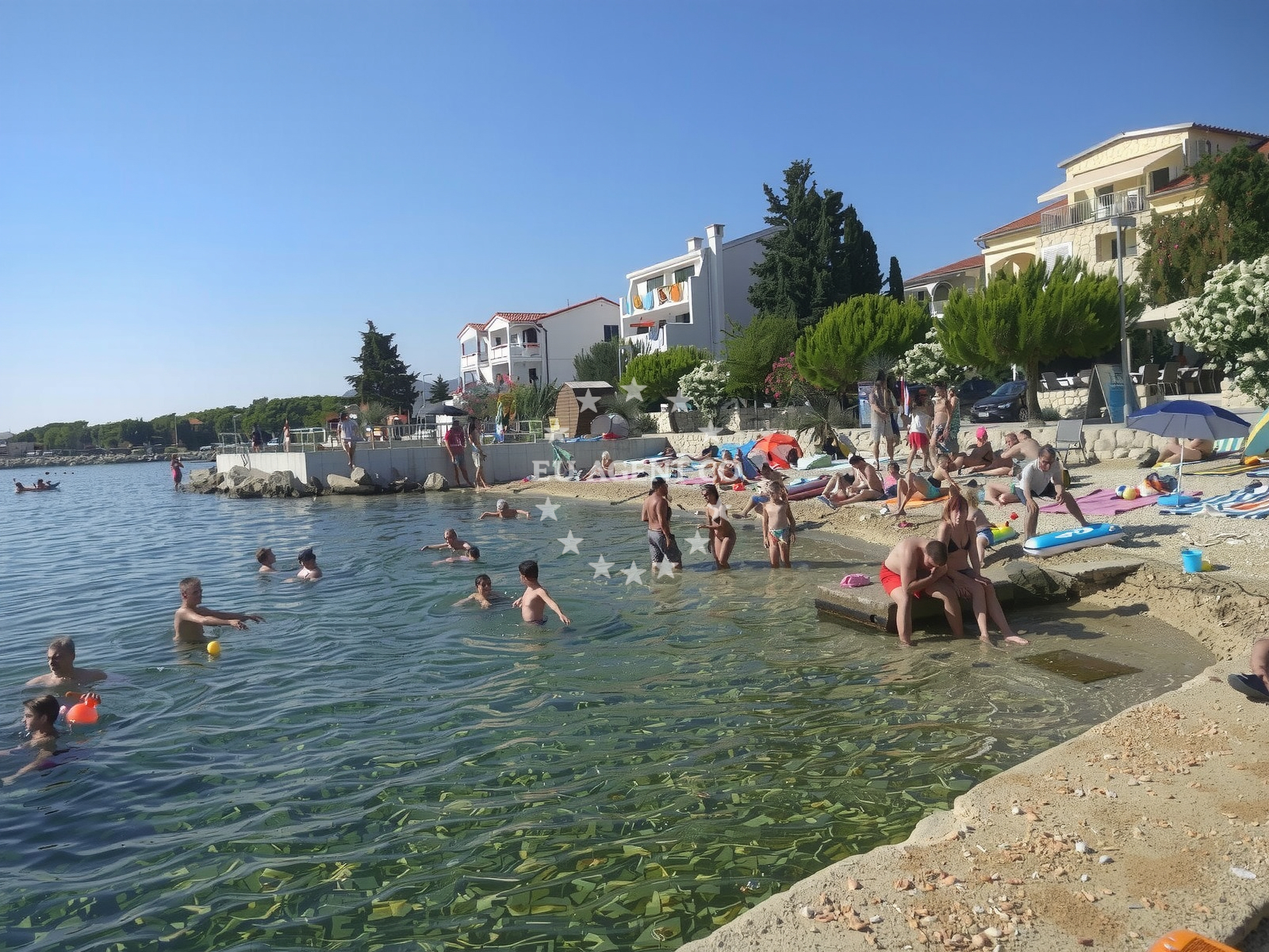 Sea and coastal view of Mandre beach in Rijecka 31, Mandre