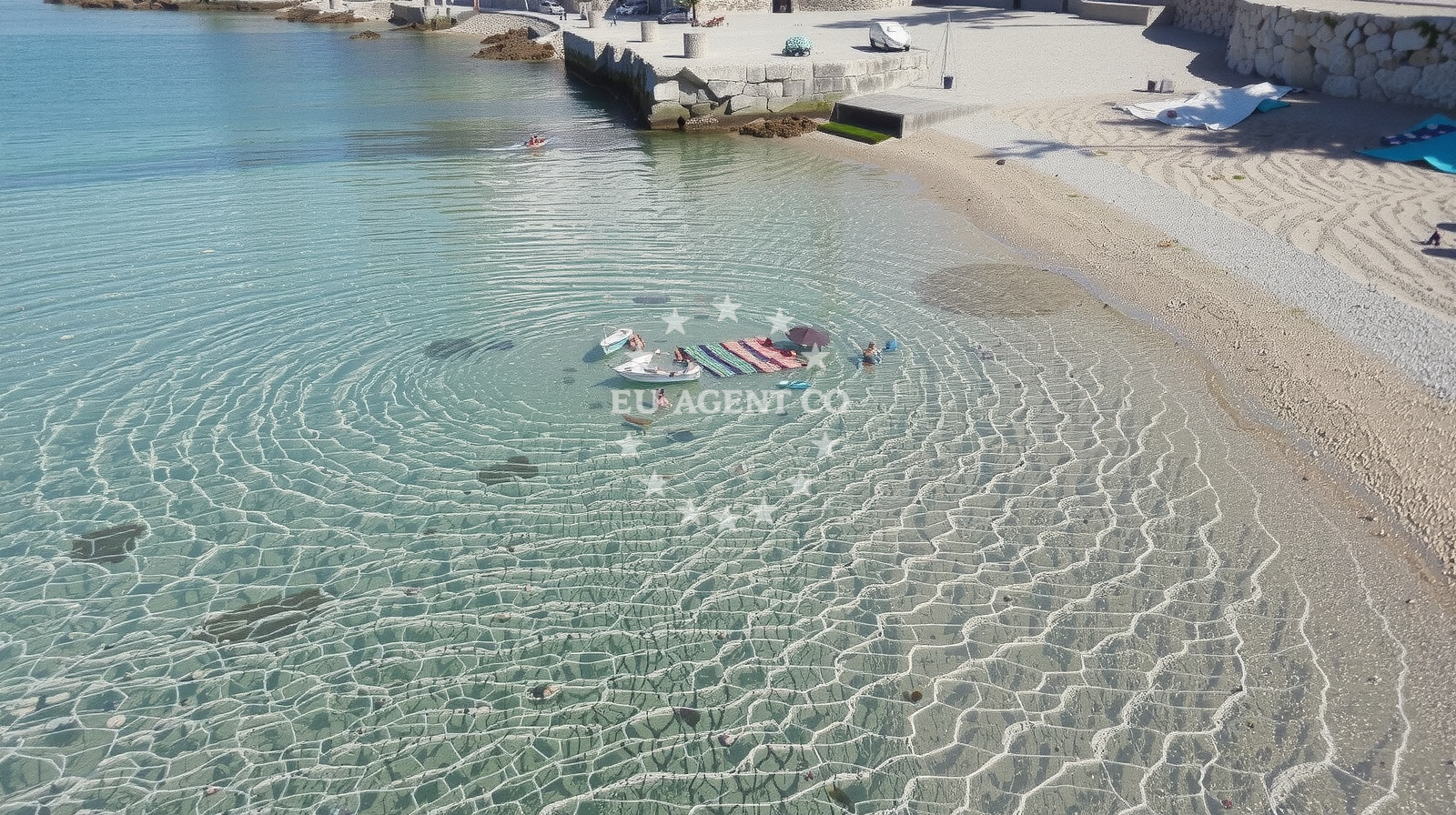 Beach facilities and surroundings at Mandre beach in Rijecka 31, Mandre
