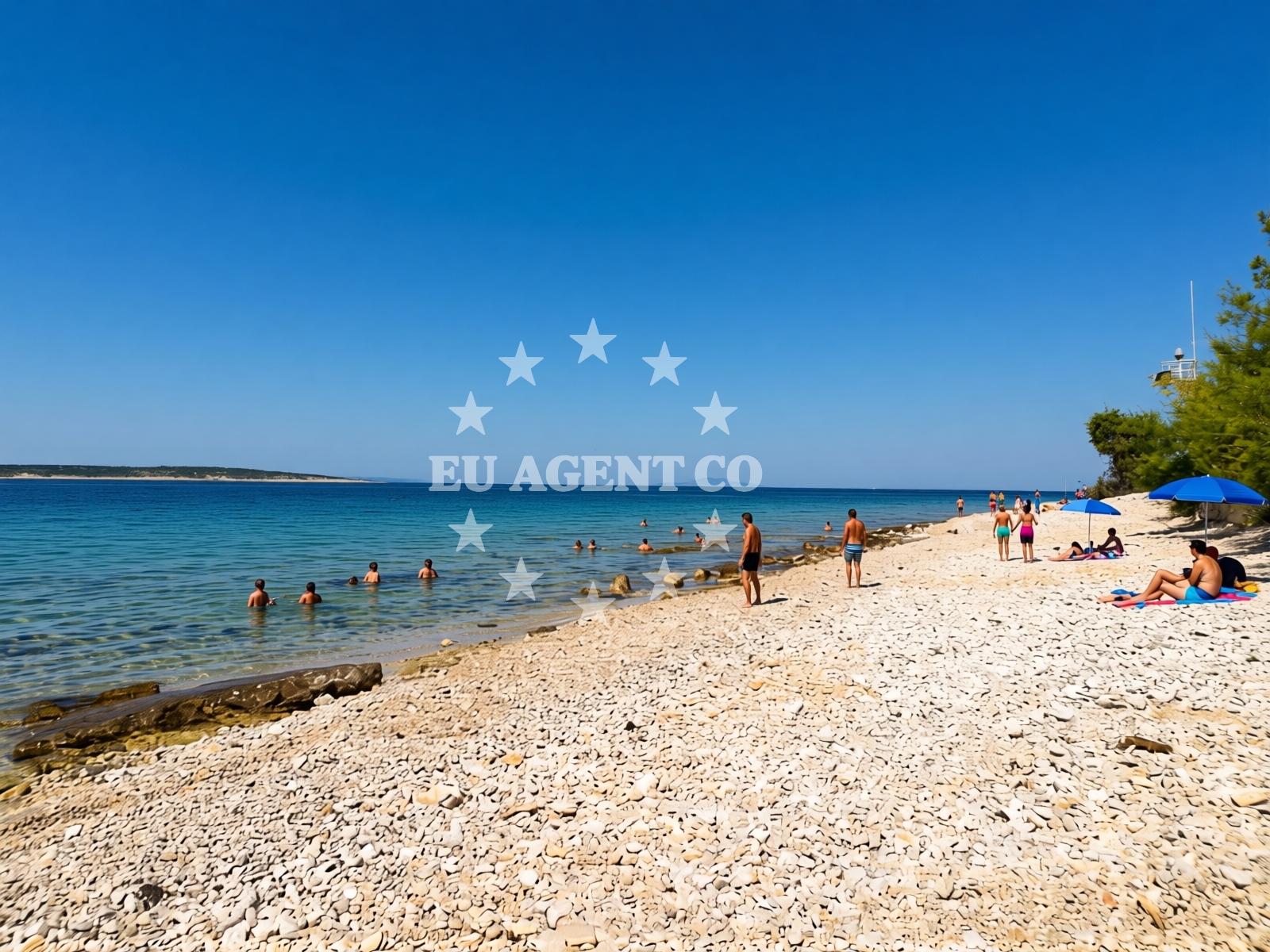 Shoreline and swimming area at Mandre II beach in Ulica Jurja Dalmatinca 5, Mandre