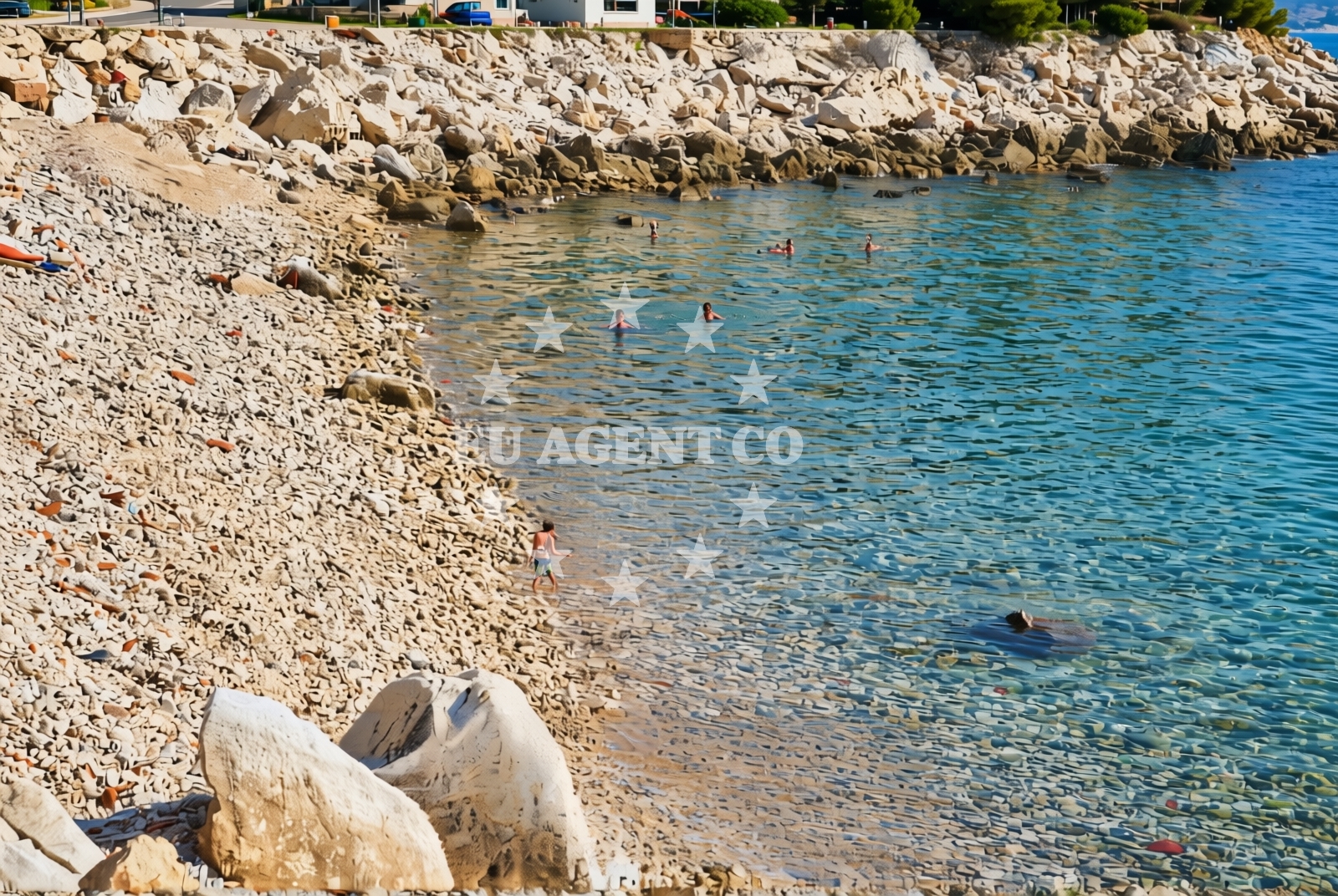 Shoreline and swimming area at Mandre istok, Mandre (Pag) Beach in Mandre istok