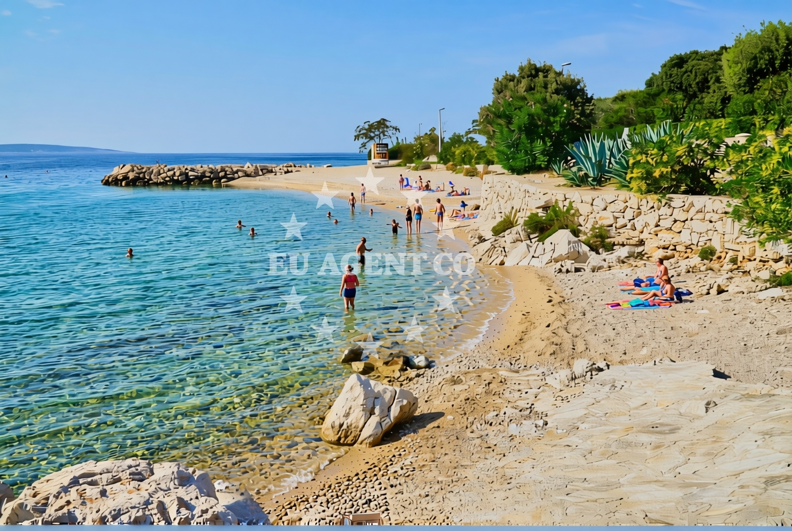 Shoreline and swimming area at Mandre zapad, Mandre (Pag) Beach in Mandre zapad