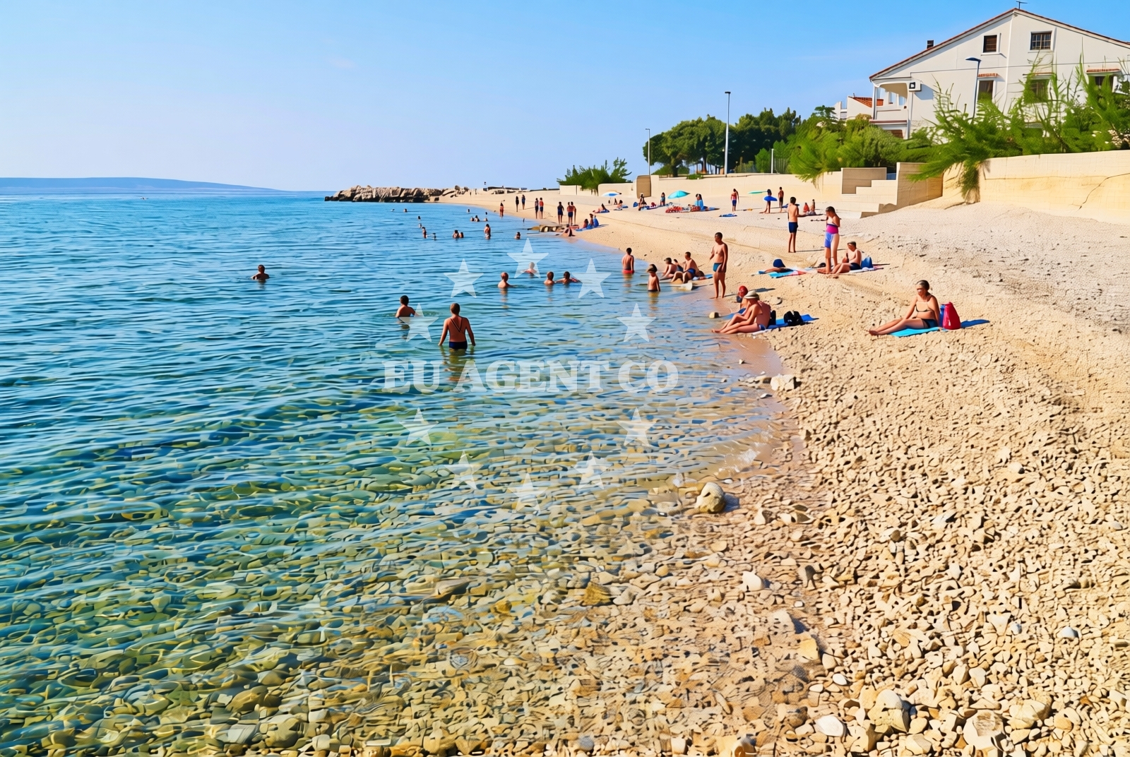 Sea and coastal view of Mandre zapad, Mandre (Pag) Beach in Mandre zapad