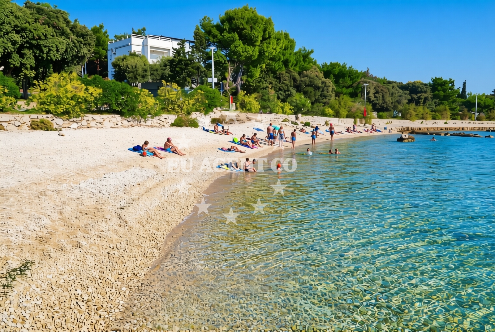 Beach facilities and surroundings at Mandre zapad, Mandre (Pag) Beach in Mandre zapad