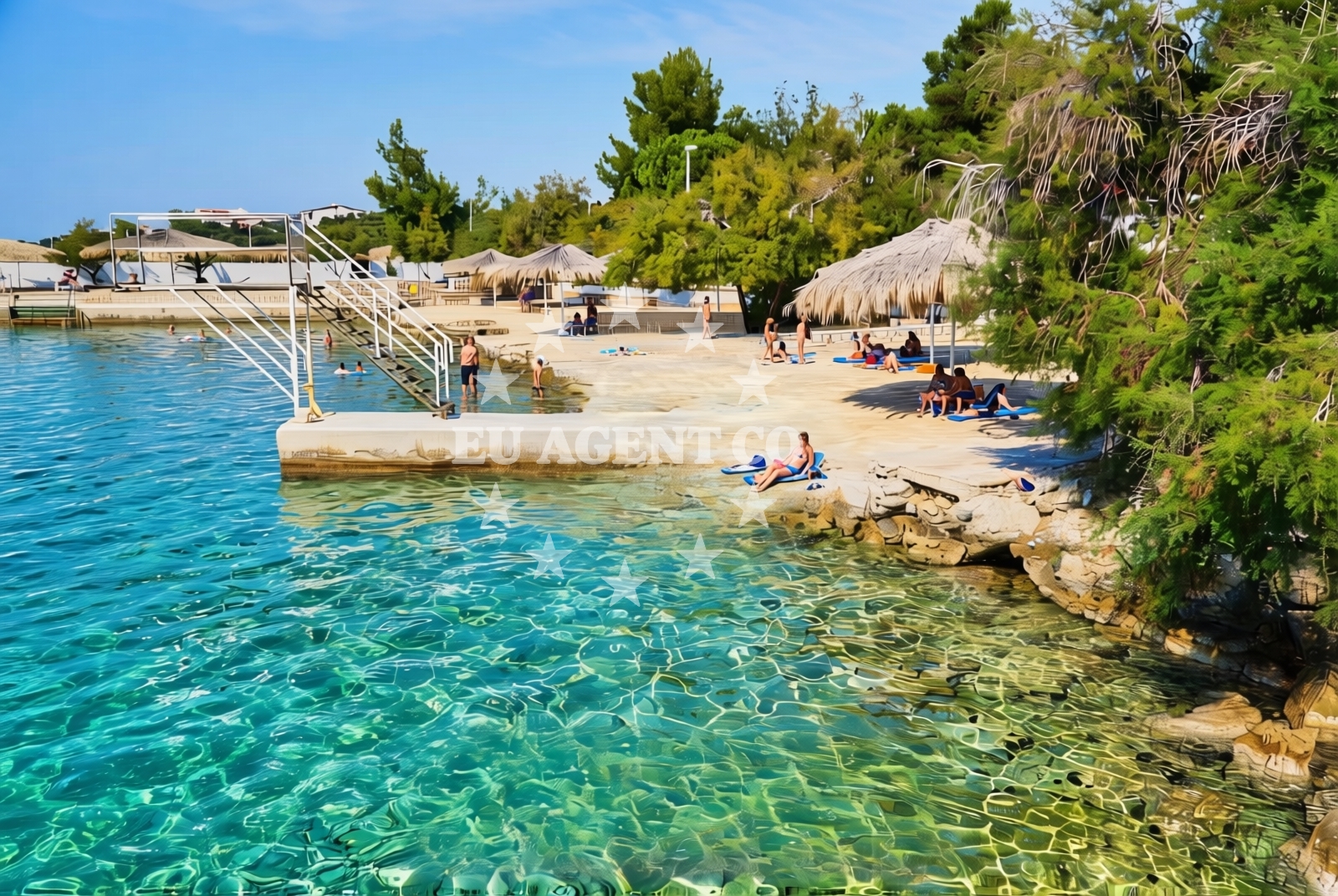Shoreline and swimming area at Mandrice, Mandre (Pag) Beach in Mandrice