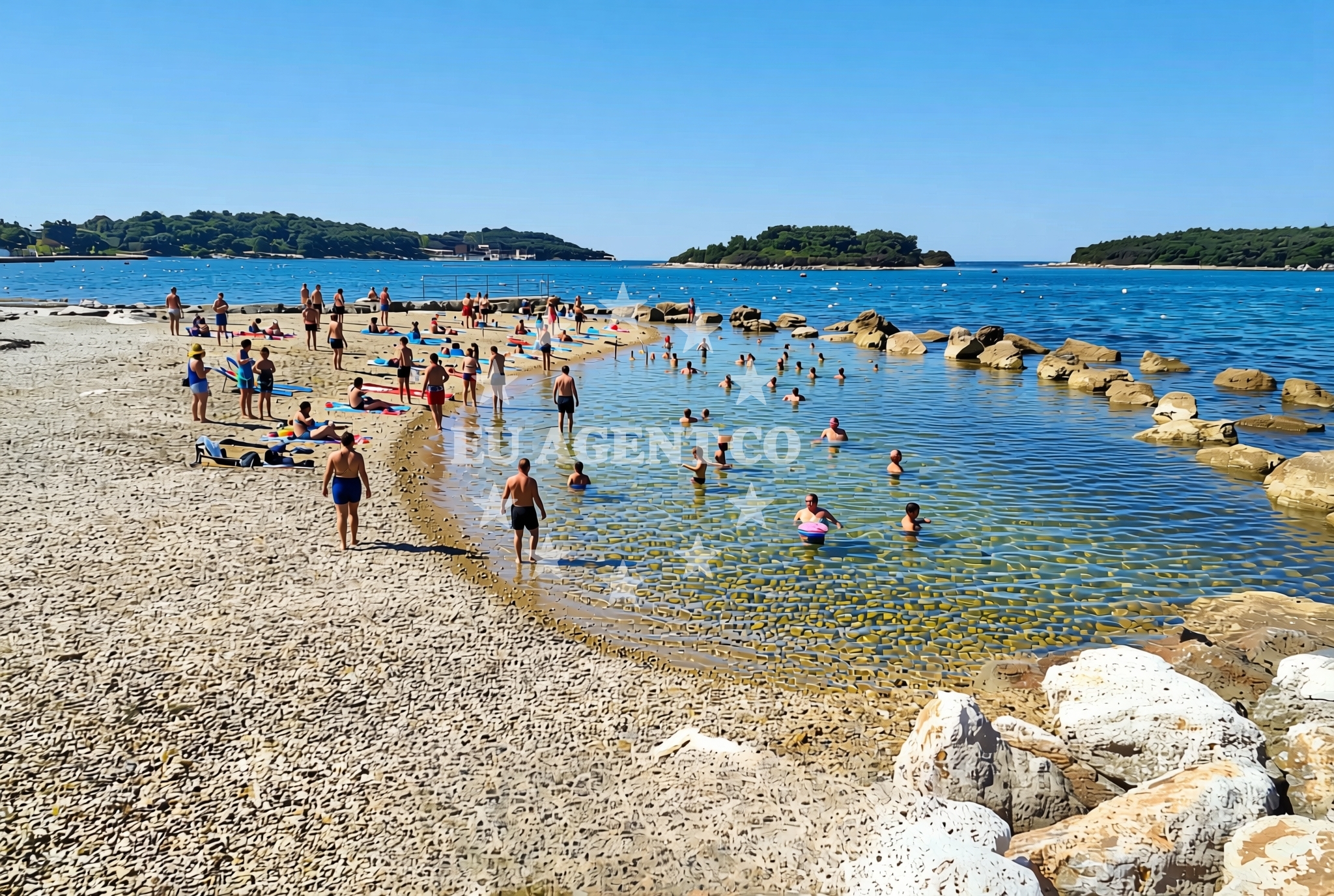 Shoreline and swimming area at Marasi: beaches and coves in Marasi