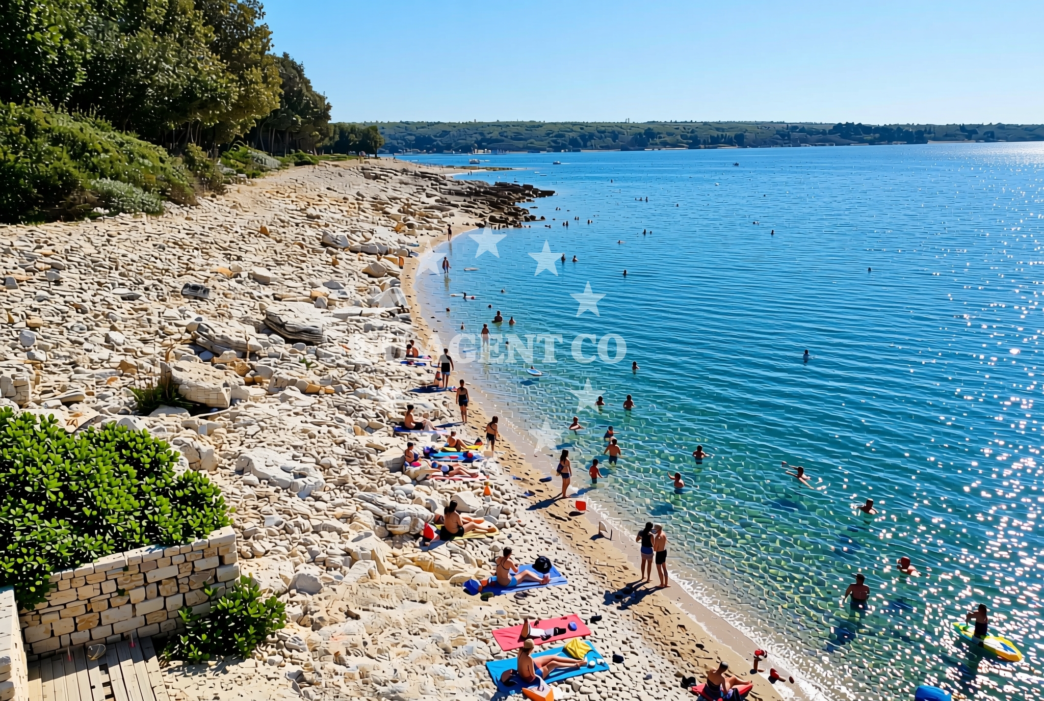 Shoreline and swimming area at Marić zapad, Peroj Beach in Marić zapad