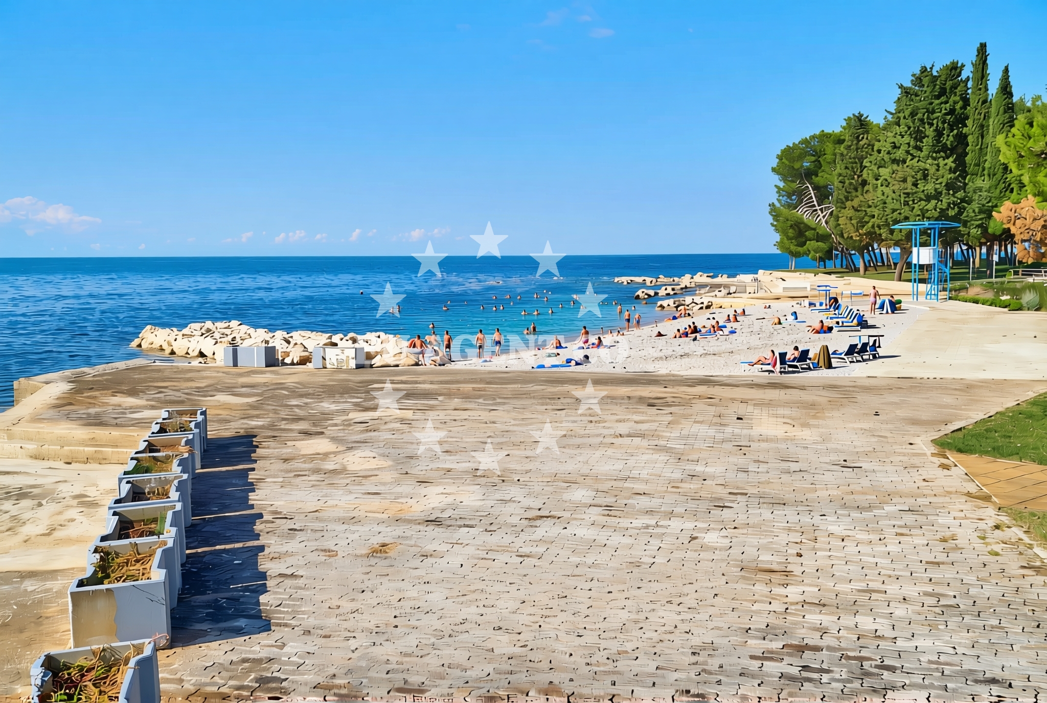 Shoreline and swimming area at Marija, Monterol Beach in Marija
