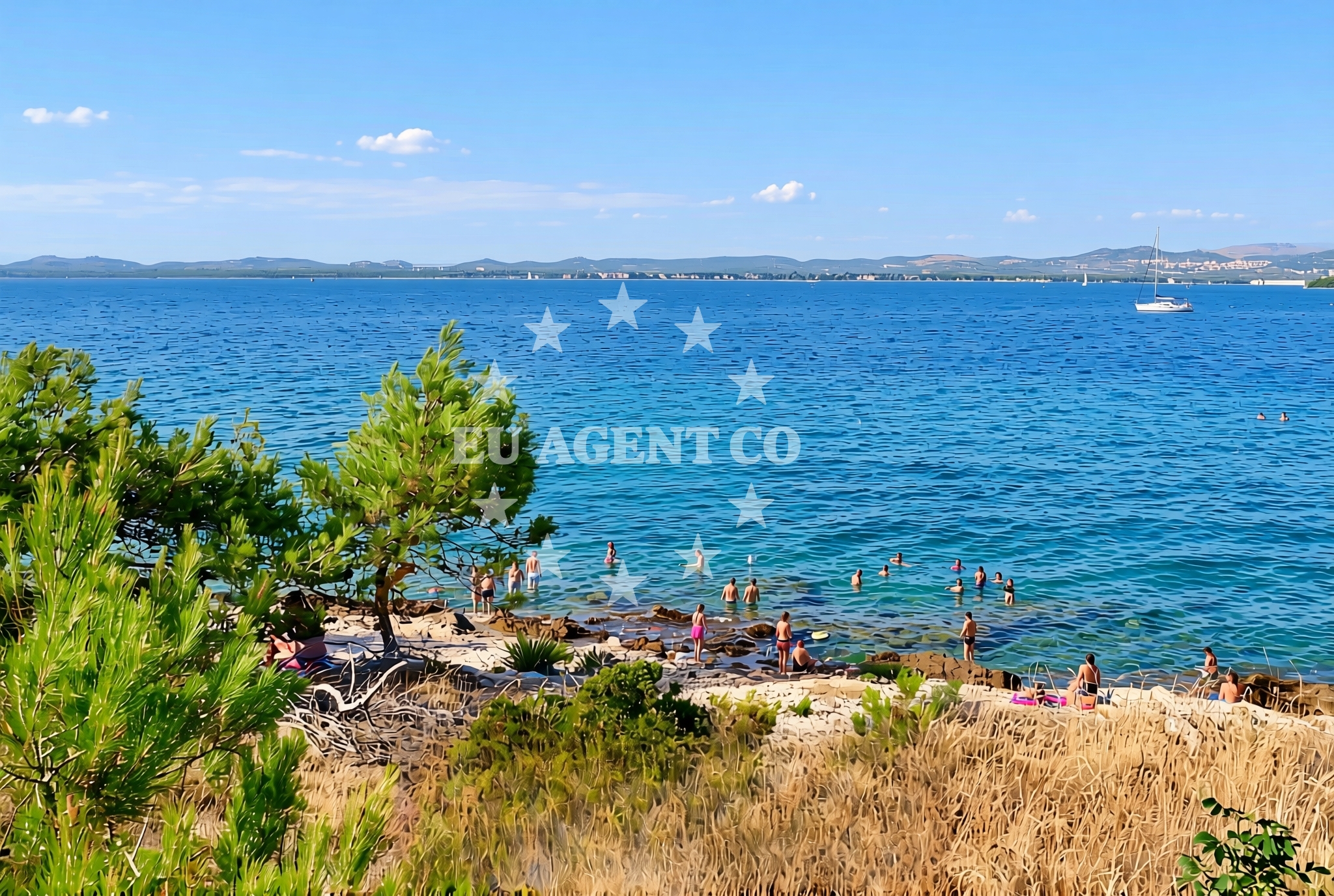 Shoreline and swimming area at Marin (dog beach), Zlarin (Zlarin) Beach in Marin (plaža za pse)