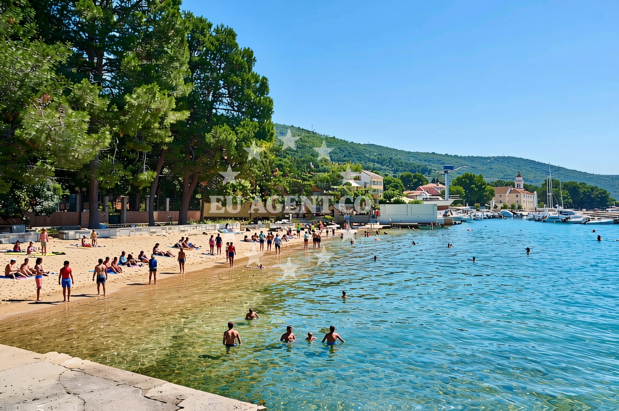 Shoreline and swimming area at Marina, Cres (Cres) Beach in Marina