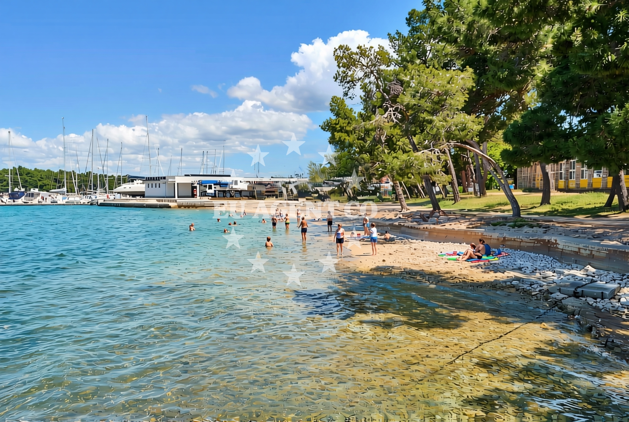 Overview of Marina (dog beach), Medulin Beach in Marina (plaža za pse)