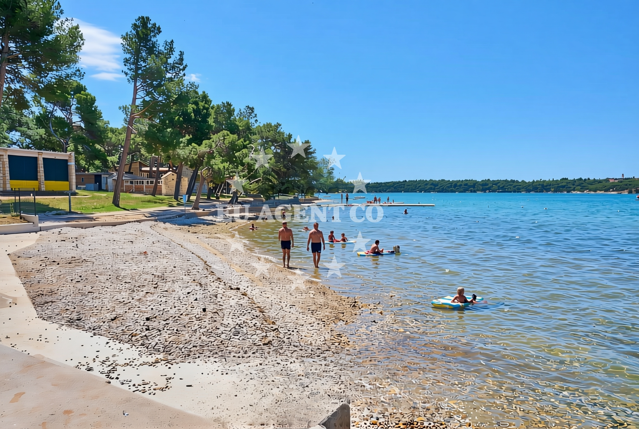 Sea and coastal view of Marina (dog beach), Medulin Beach in Marina (plaža za pse)