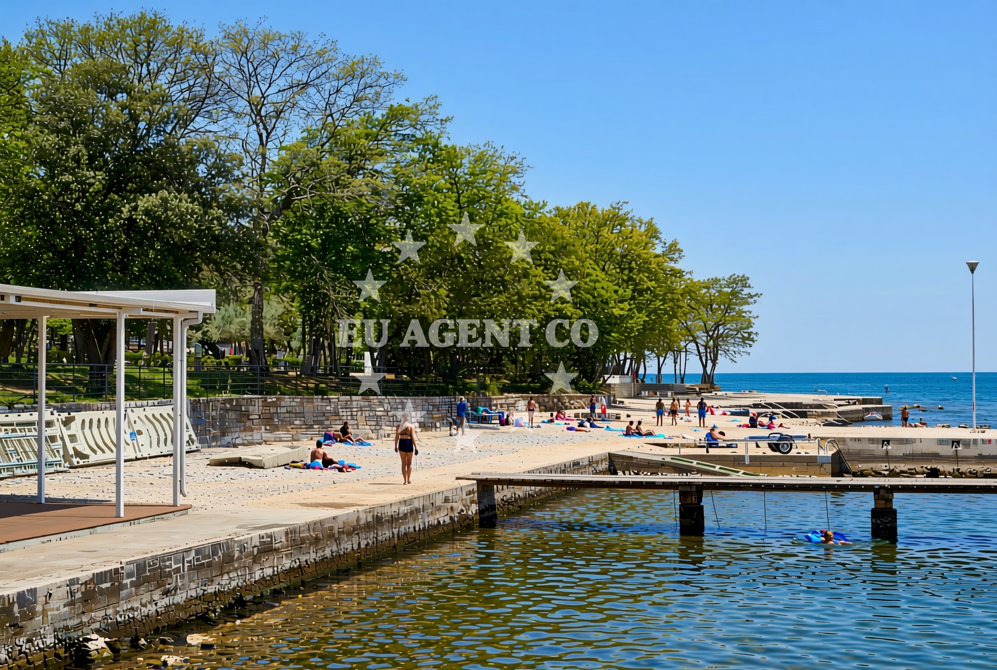 Sea and coastal view of Marina, Funtana Beach in Marina