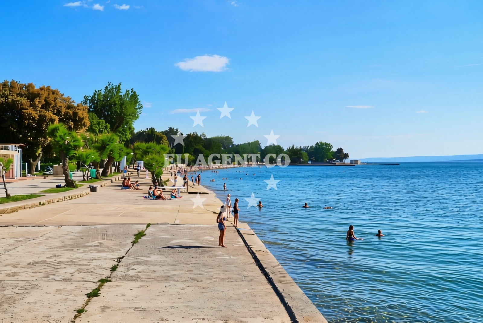 Shoreline and swimming area at Marina, Punat (Krk) Beach in Marina