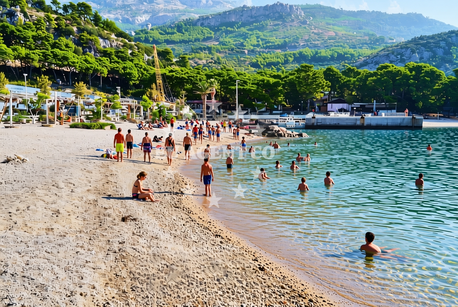 Beach facilities and surroundings at Marina Ramova istok, Krvavica Beach in Marina Ramova istok