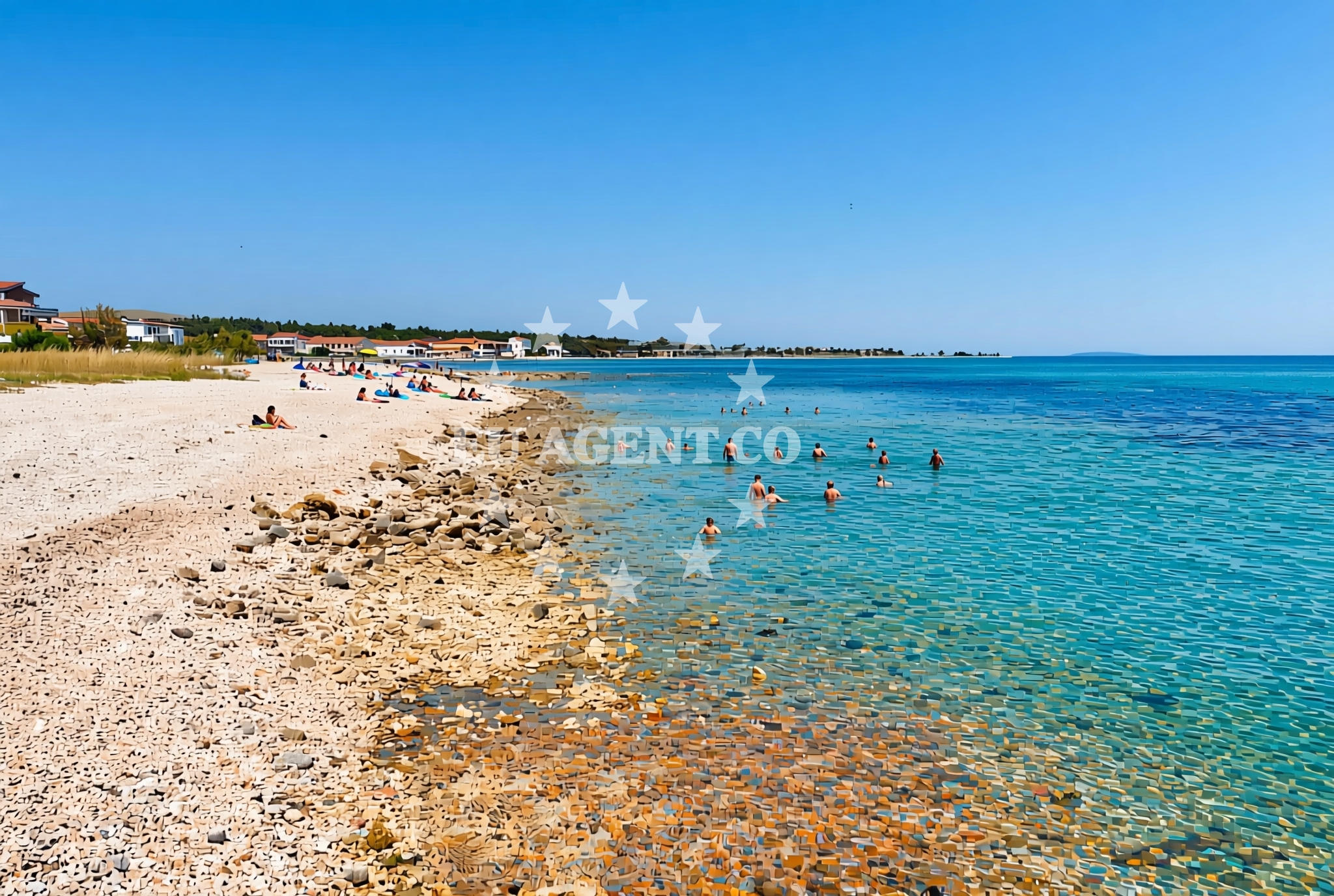 Shoreline and swimming area at Marina, Vir (Vir) Beach in Marina