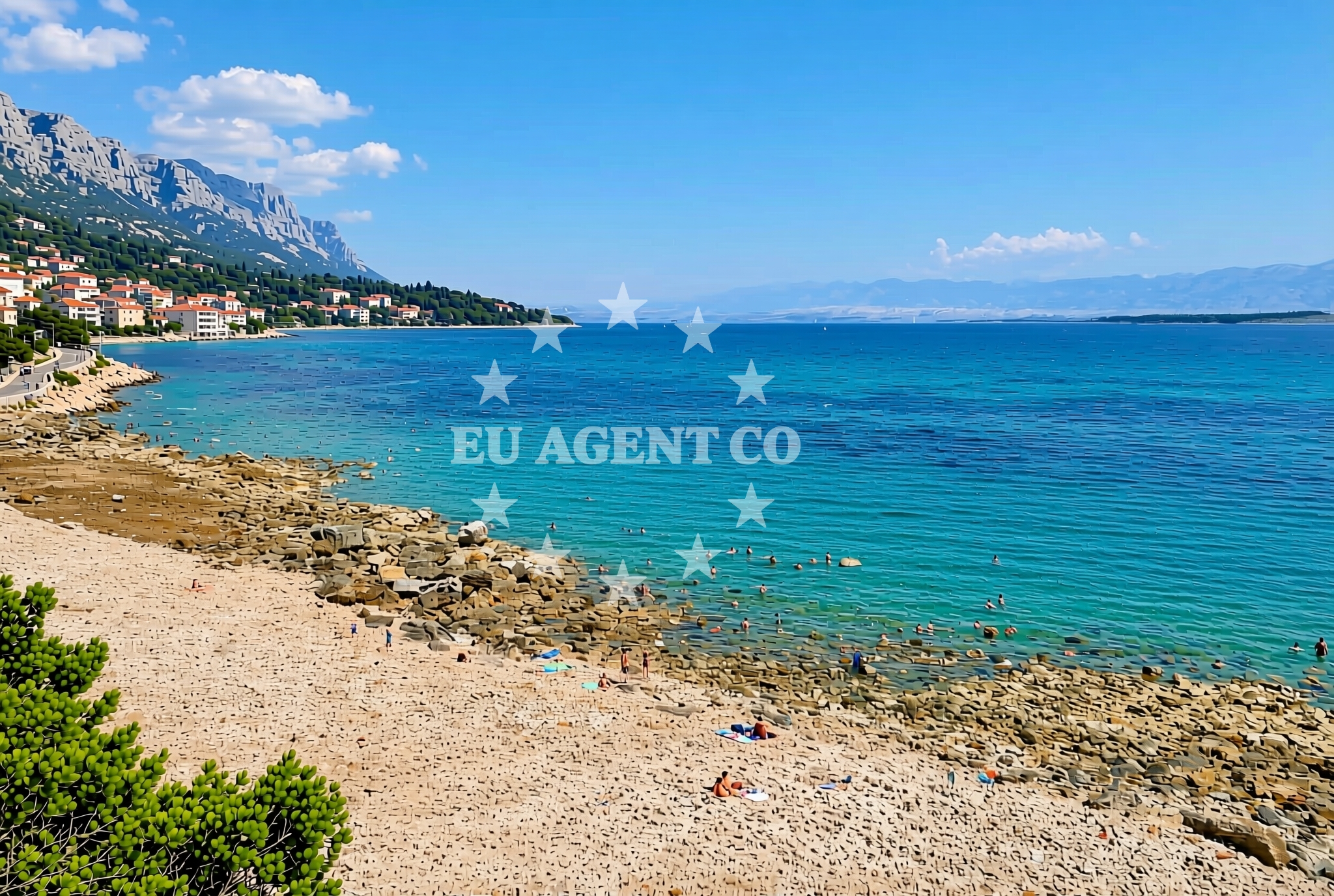 Sea and coastal view of Marina, Vir (Vir) Beach in Marina