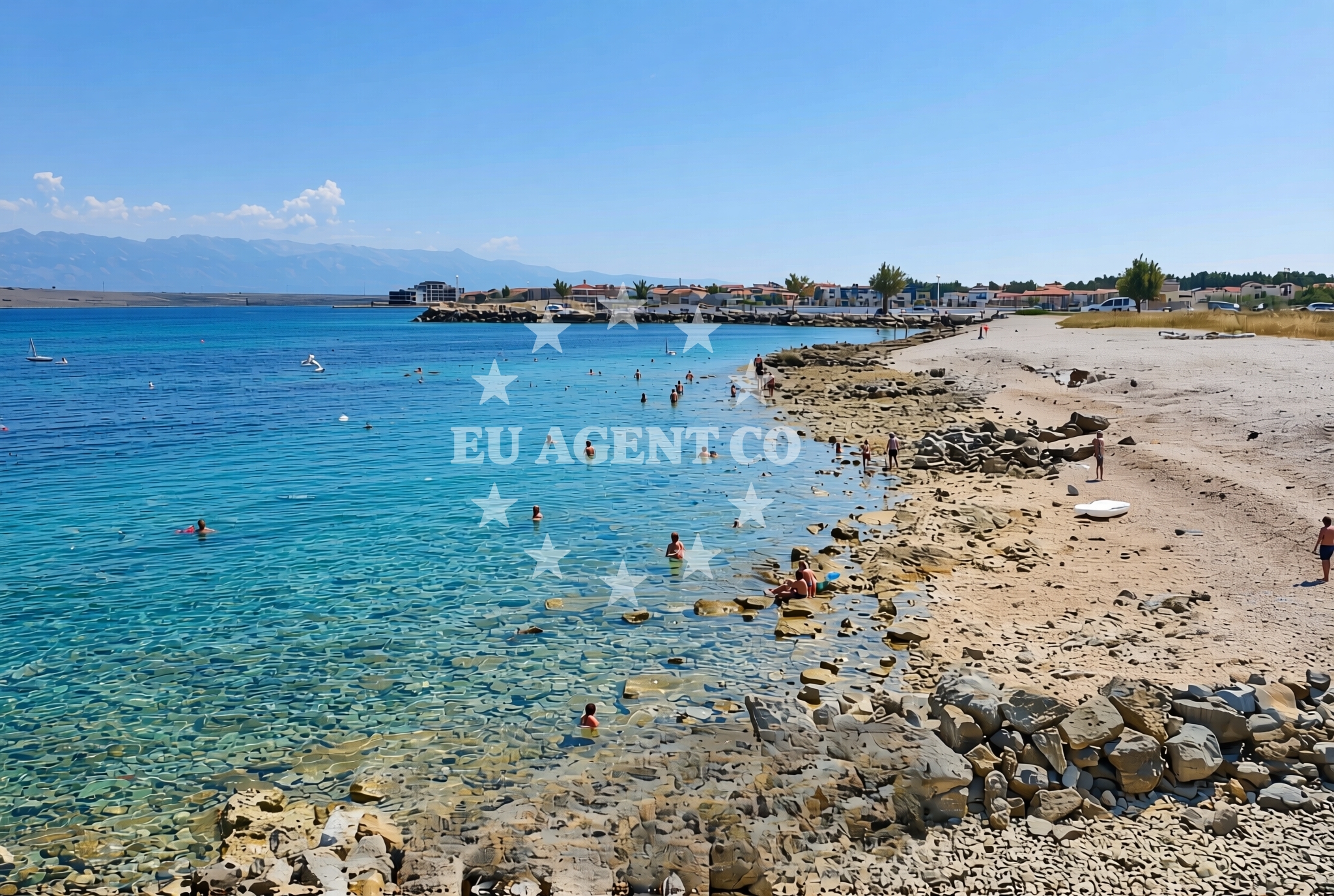 Beach facilities and surroundings at Marina, Vir (Vir) Beach in Marina