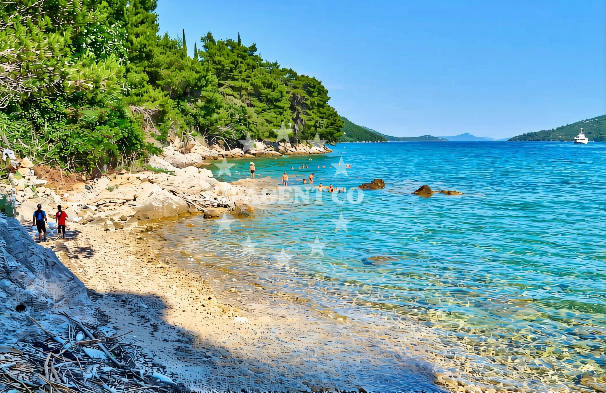 Overview of Marinica istok, Ston Beach in Marinica istok