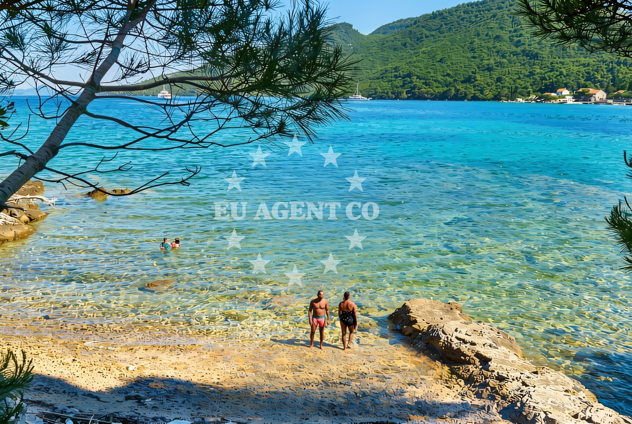 Sea and coastal view of Marinica istok, Ston Beach in Marinica istok