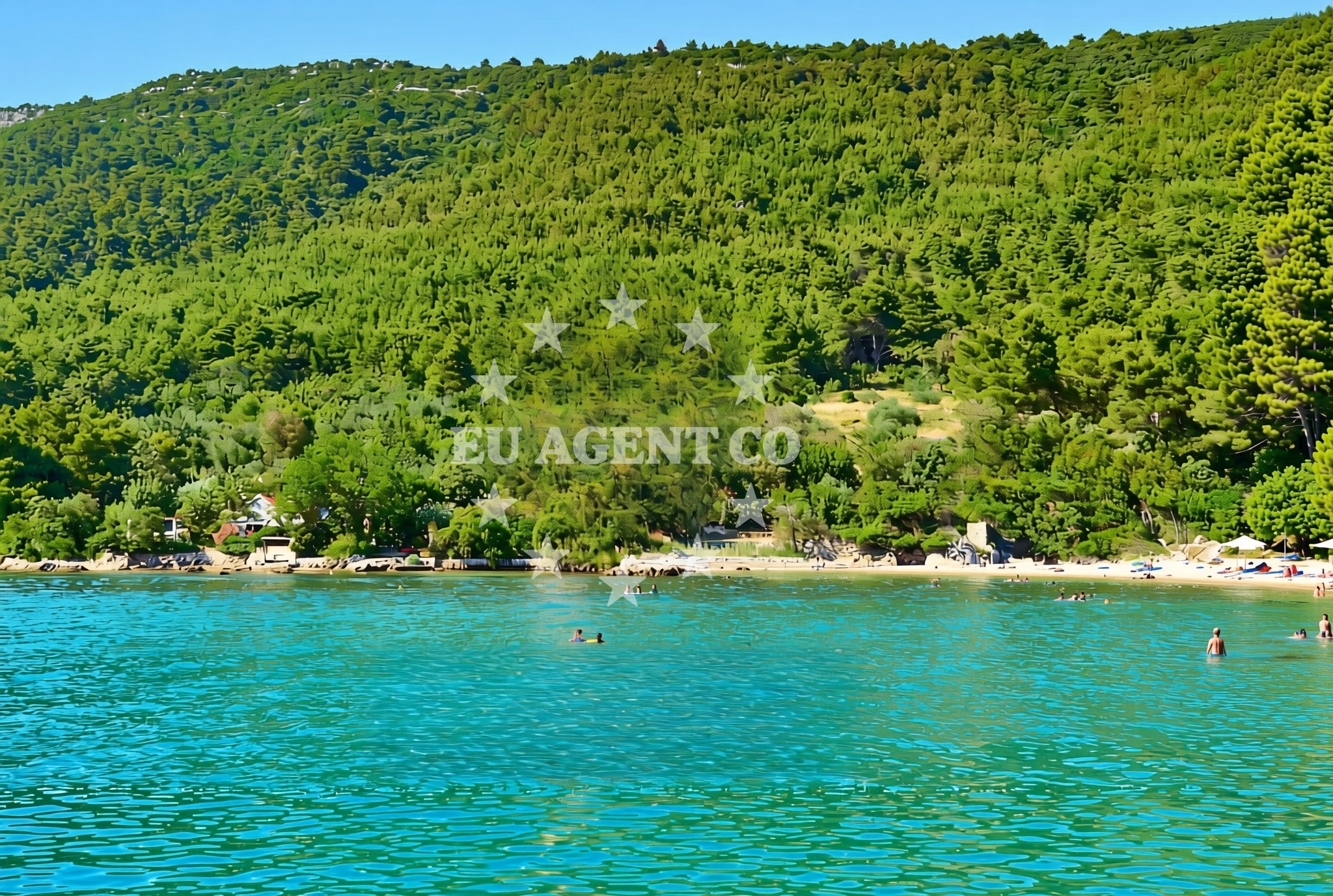 Sea and coastal view of Marinica sredina, Ston Beach in Marinica sredina