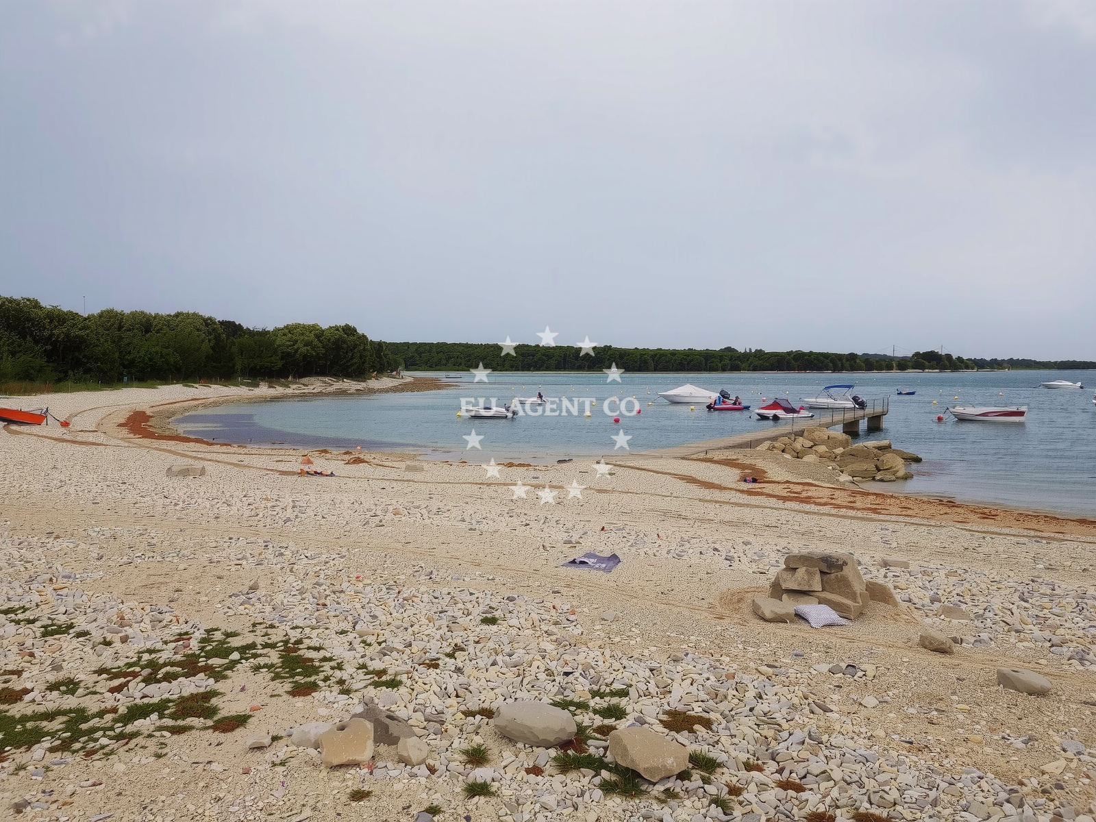 Sea and coastal view of Maris beach in Fažanska, 3d, Peroj