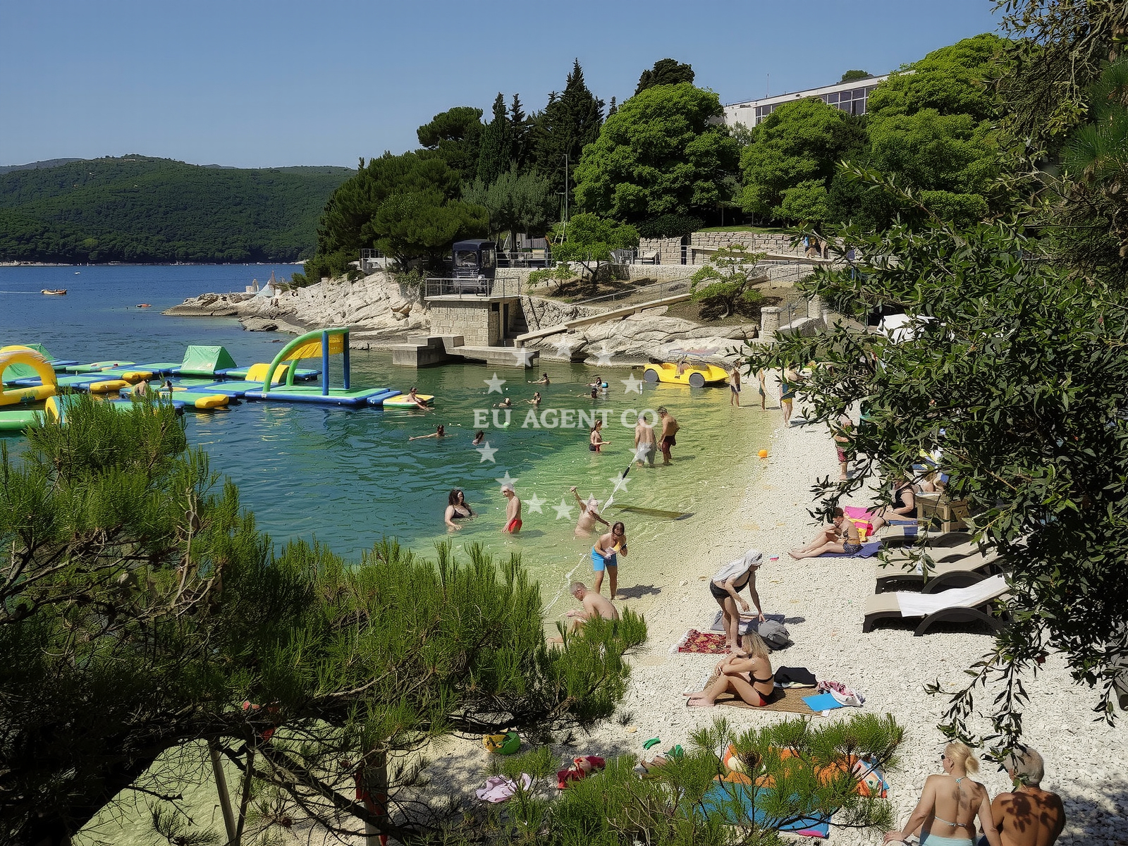 Sea and coastal view of Marsal Tito beach in Girandella 7, Rabac