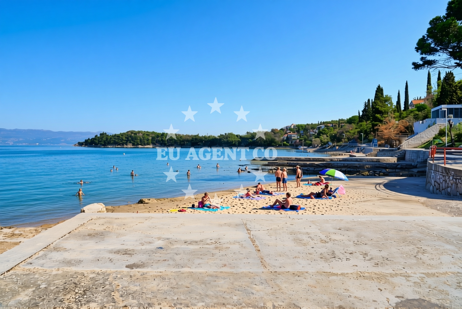 Shoreline and swimming area at Martinj, Omišalj (Krk) Beach in Martinj