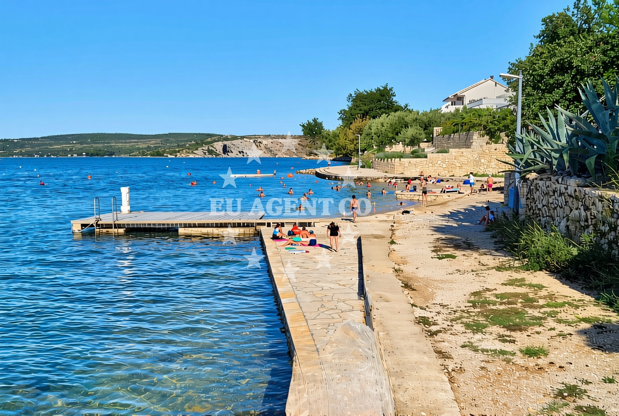 Shoreline and swimming area at Maslenica: beaches and coves (4) in Maslenica