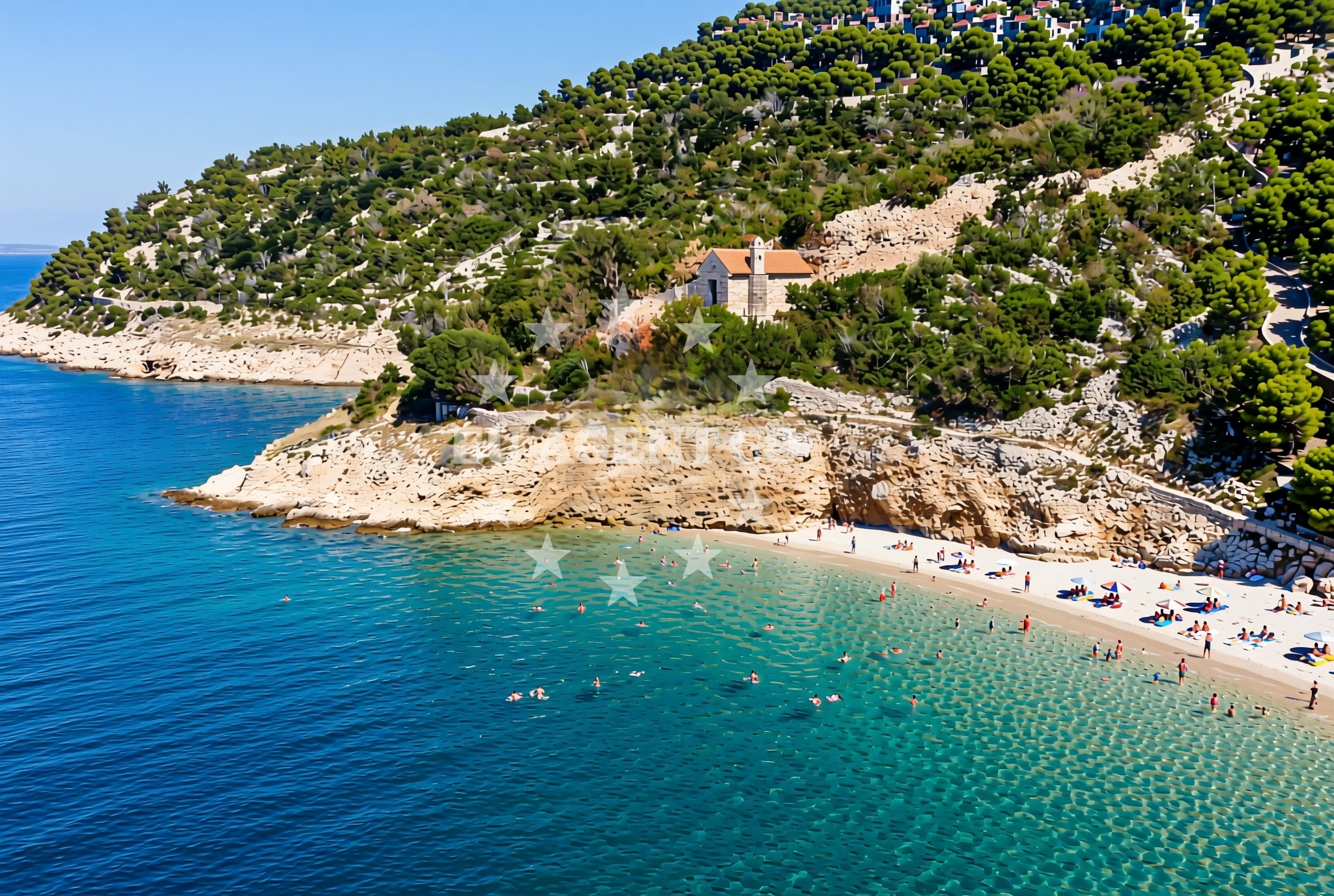 Shoreline and swimming area at Maslenska glava, Stinica Beach in Maslenska glava