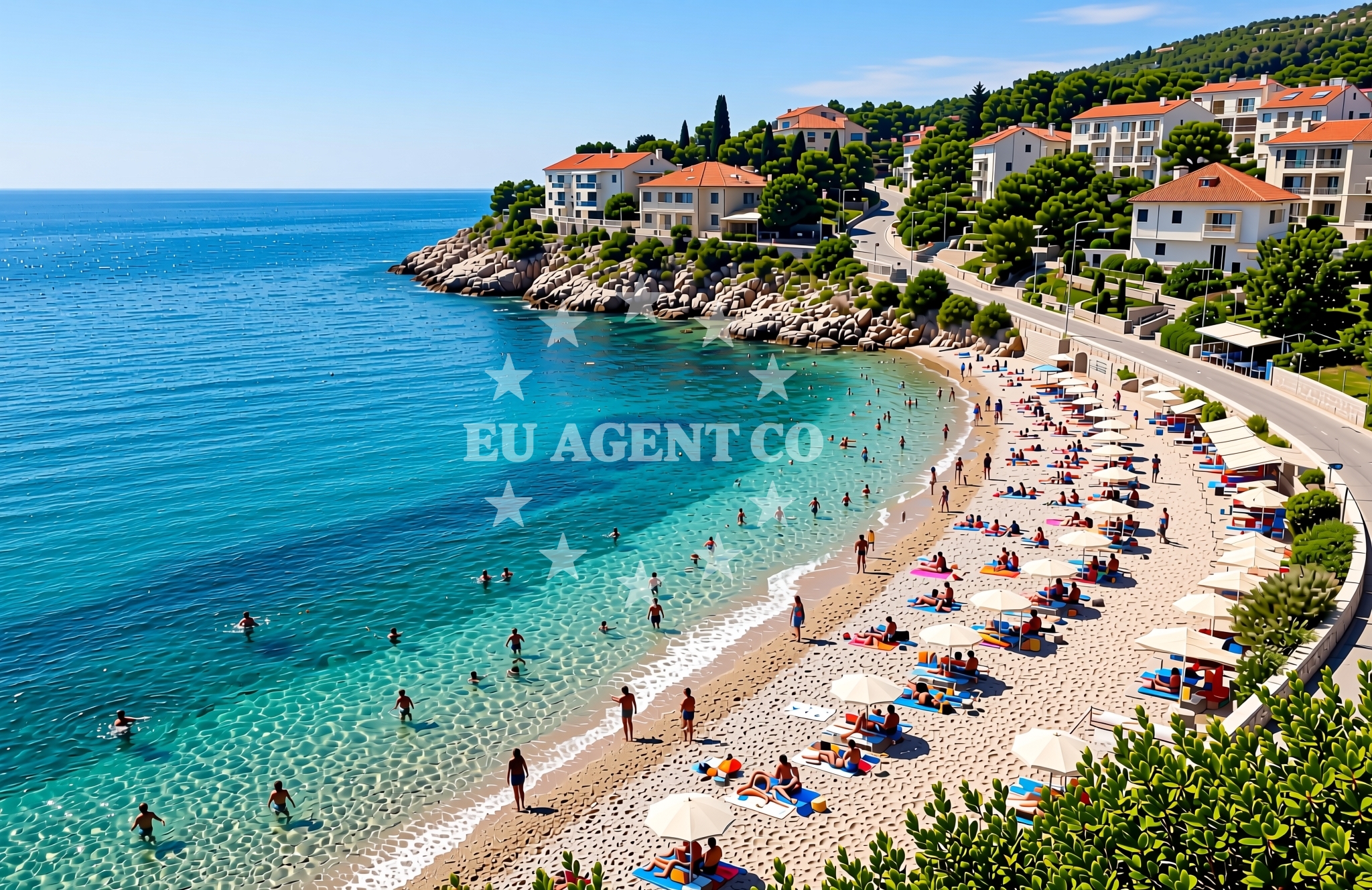 Beach facilities and surroundings at Maslenska glava, Stinica Beach in Maslenska glava