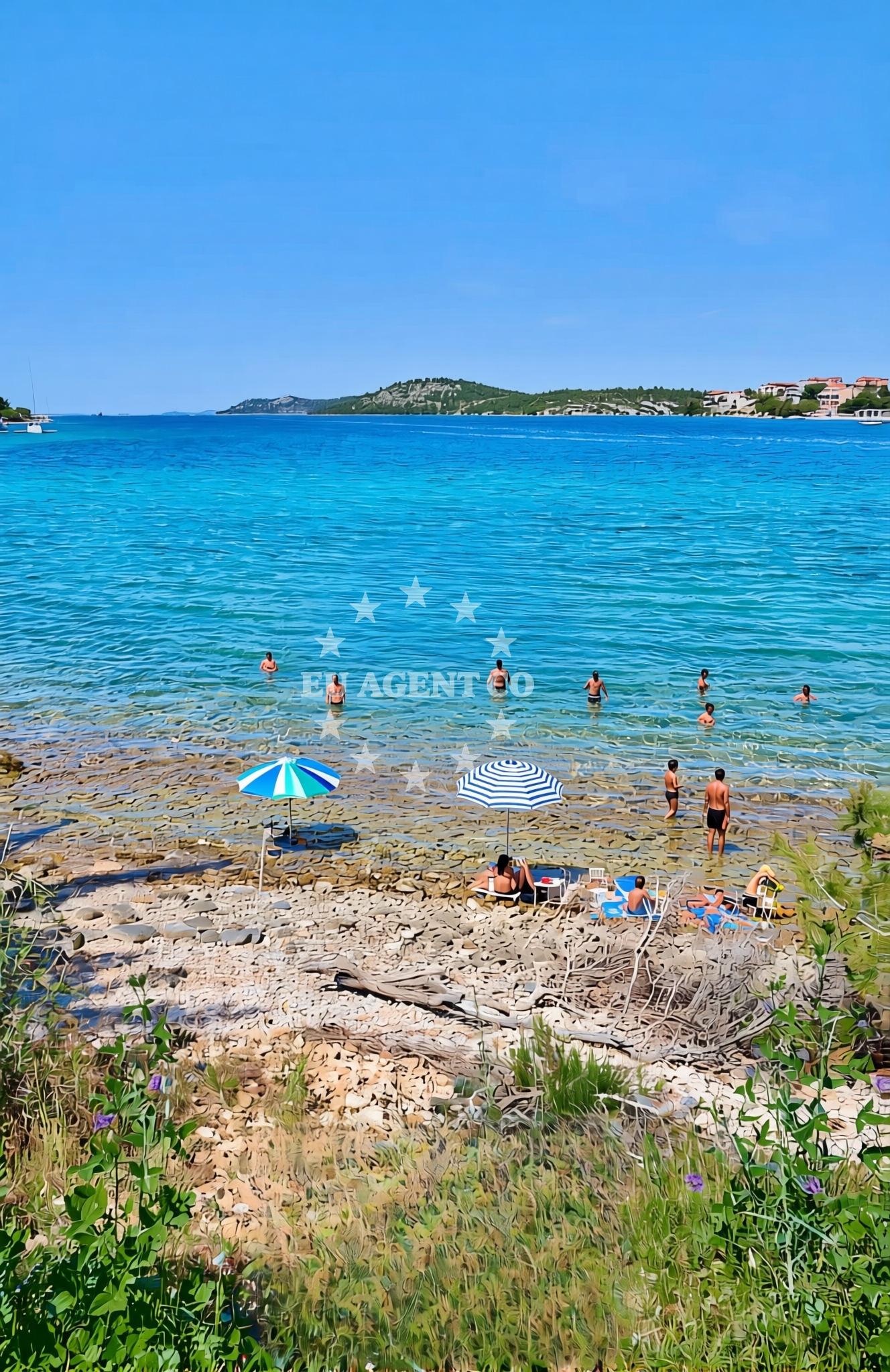 Beach facilities and surroundings at Maslina, Grebaštica Beach in Maslina