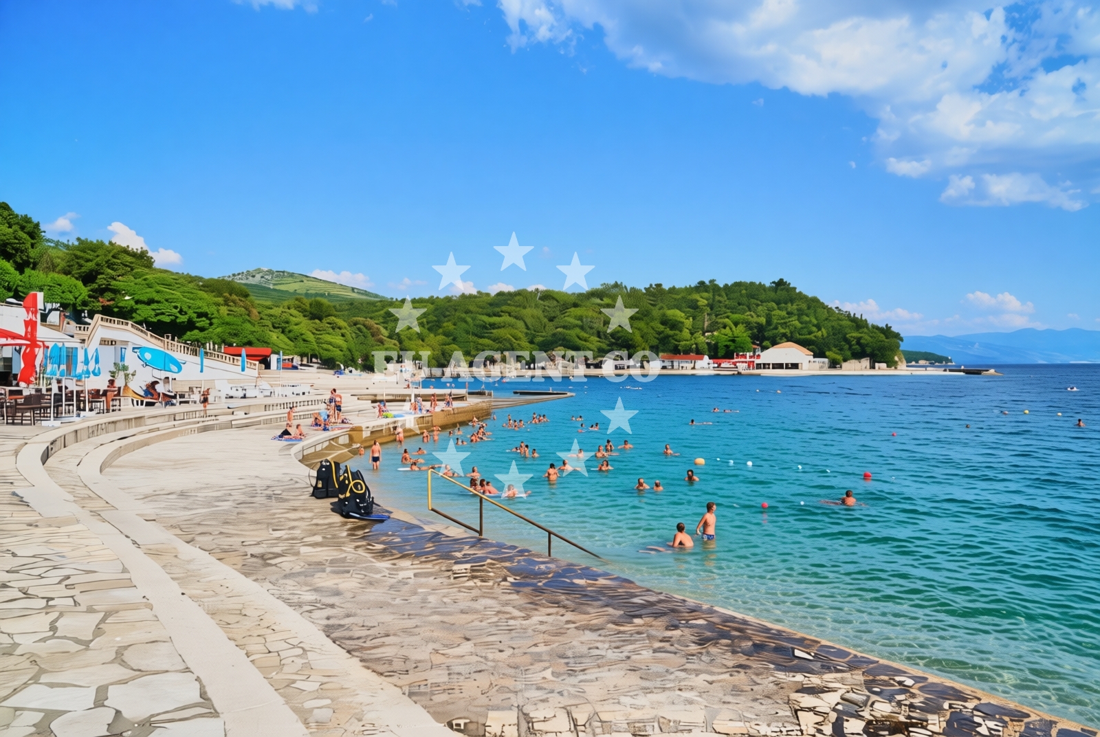 Shoreline and swimming area at Maslina, Selce Beach in Maslina