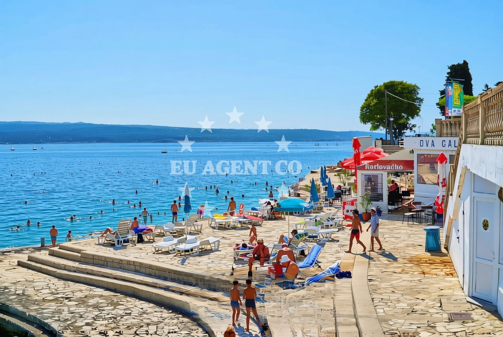 Beach facilities and surroundings at Maslina, Selce Beach in Maslina